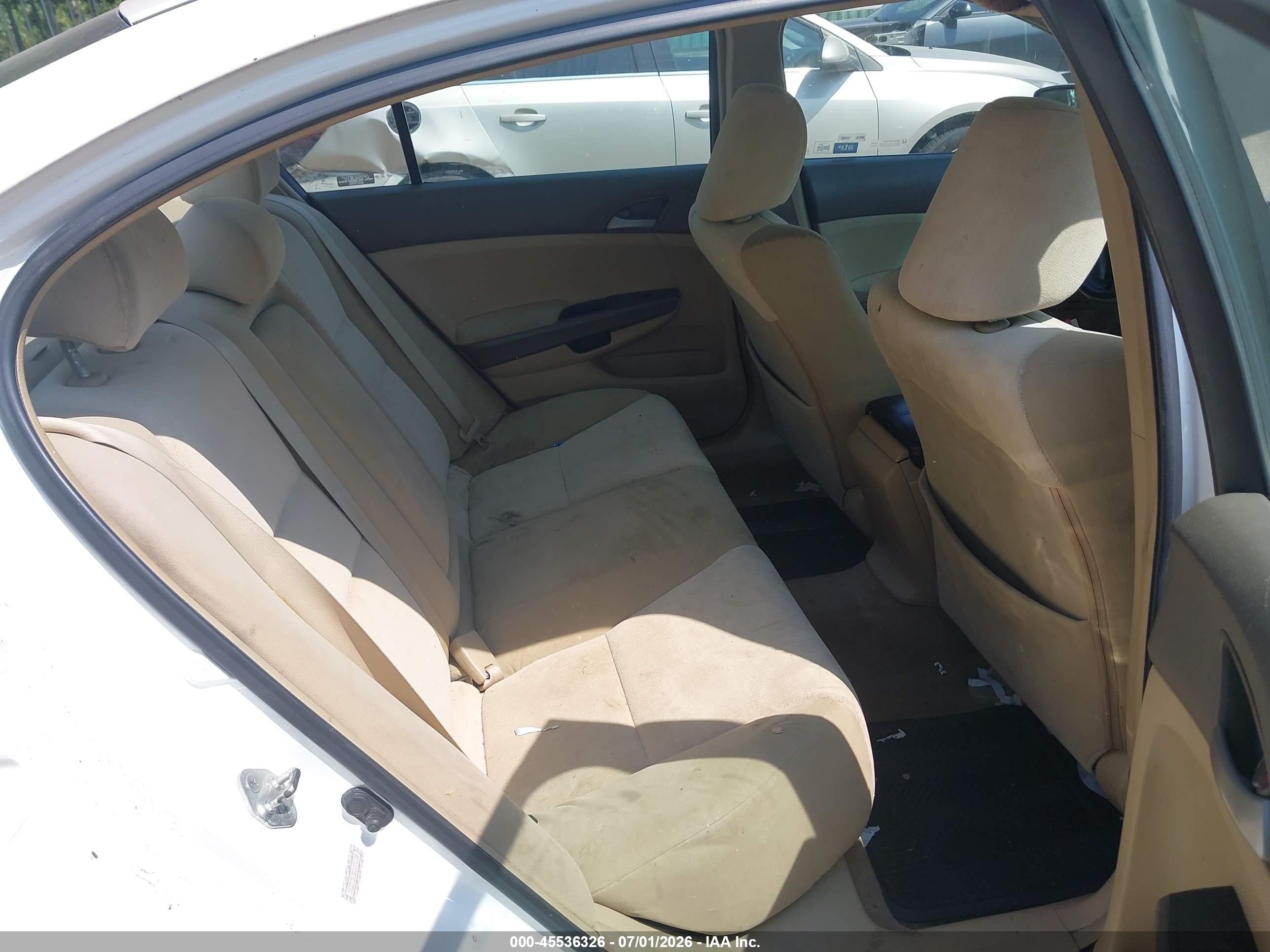 2009 Honda Accord 2.4 Lx White vin: 1HGCP263X9A008704