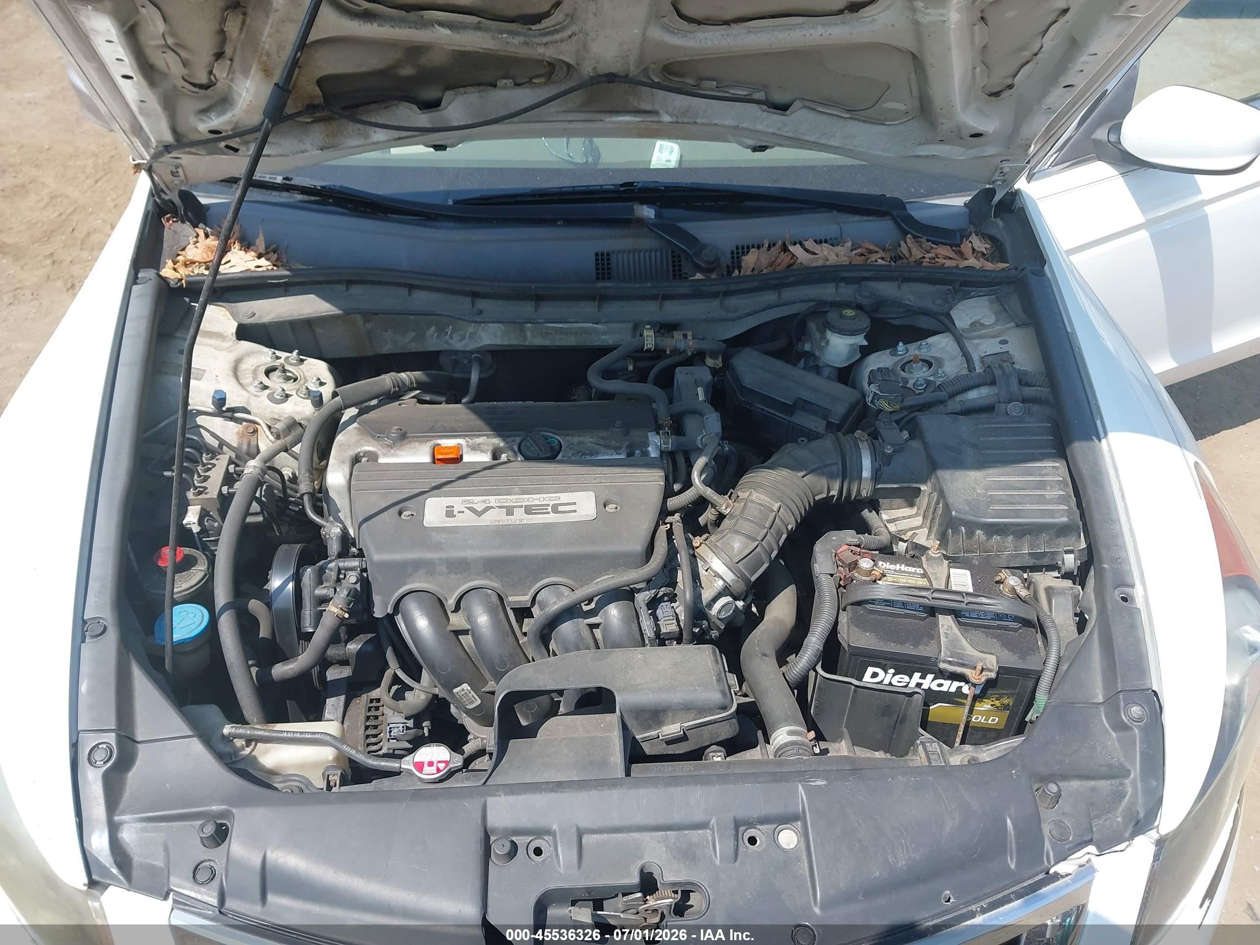 2009 Honda Accord 2.4 Lx White vin: 1HGCP263X9A008704