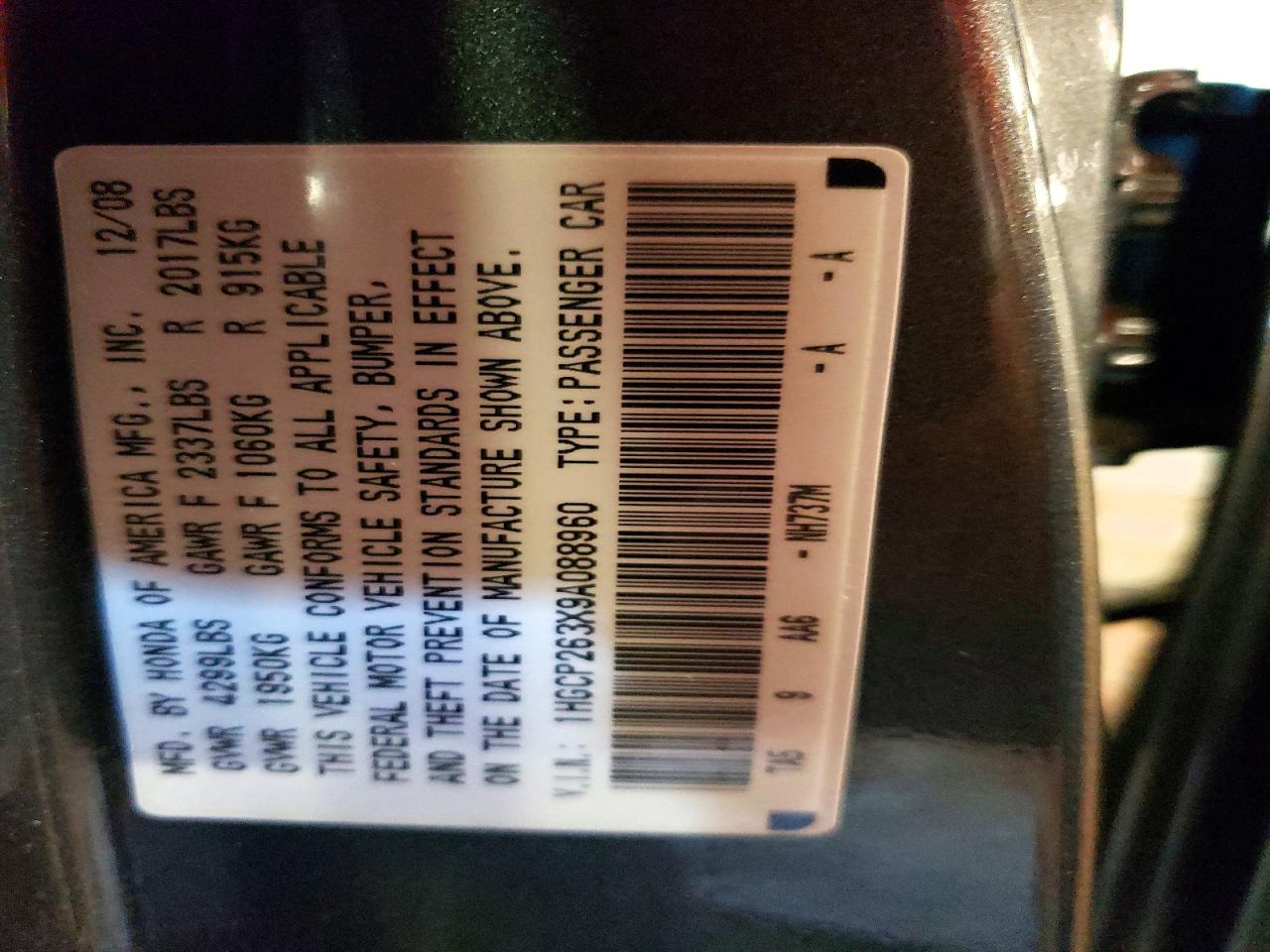 2009 Honda Accord Lx Gray vin: 1HGCP263X9A088960