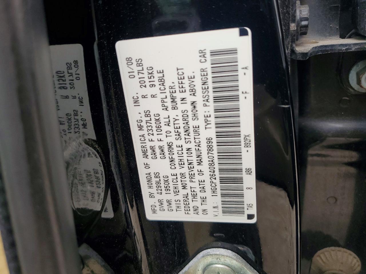 2008 Honda Accord Lxp Black vin: 1HGCP26408A078896