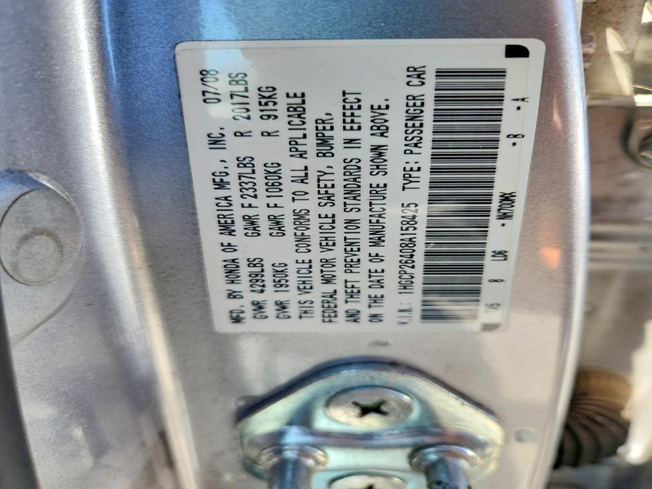2008 Honda Accord Lxp Silver vin: 1HGCP26408A158425