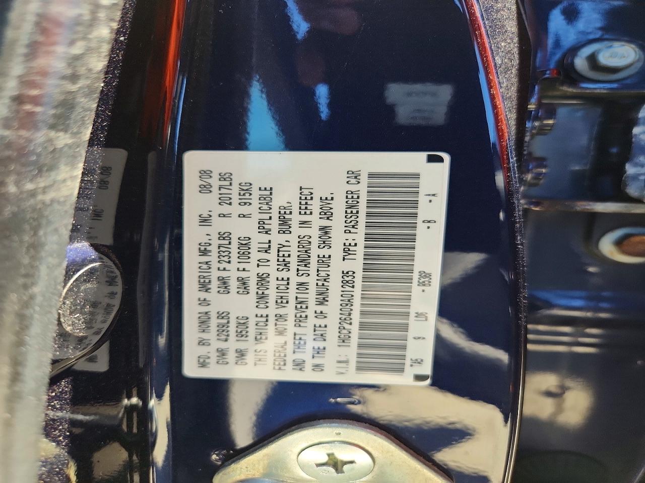2009 Honda Accord Lxp Blue vin: 1HGCP26409A012835