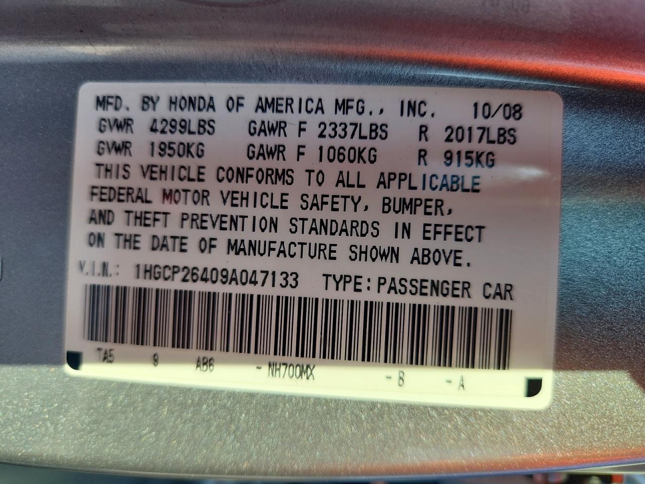 2009 Honda Accord Lxp Серебряный vin: 1HGCP26409A047133