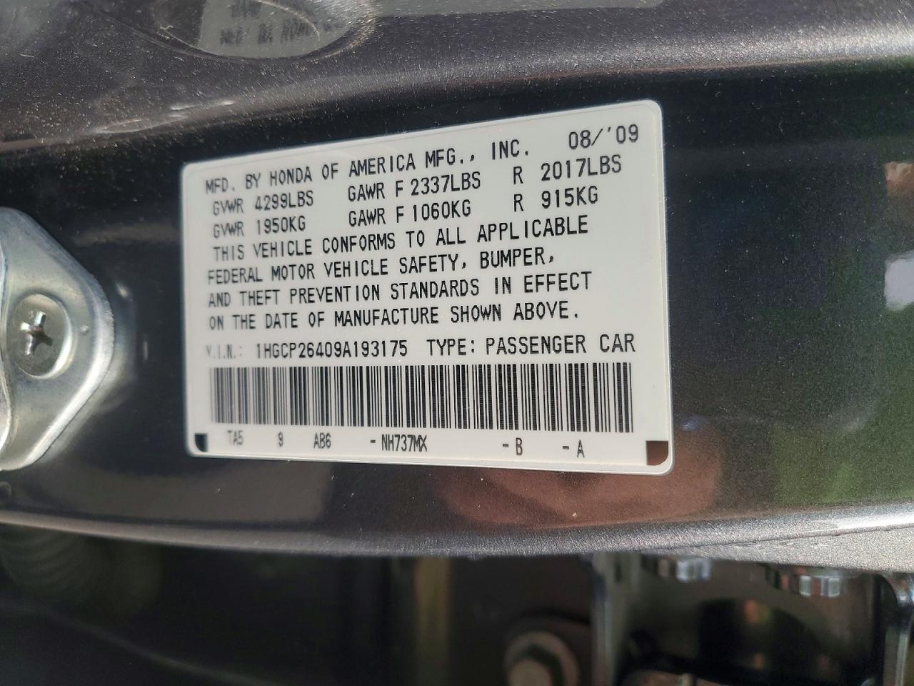 2009 Honda Accord Lxp Gray vin: 1HGCP26409A193175