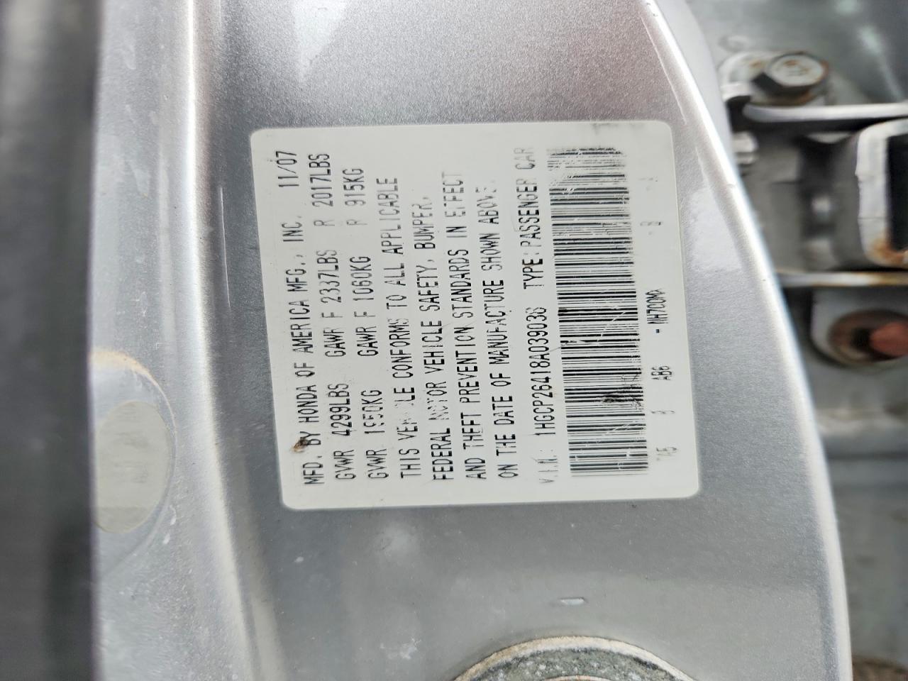2008 Honda Accord Lxp Silver vin: 1HGCP26418A039038
