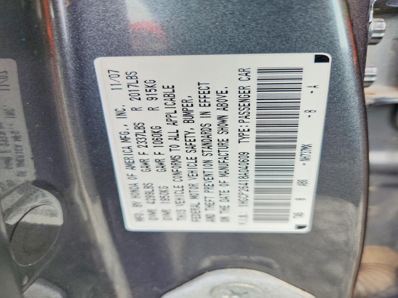2008 Honda Accord Lxp Gray vin: 1HGCP26418A040609