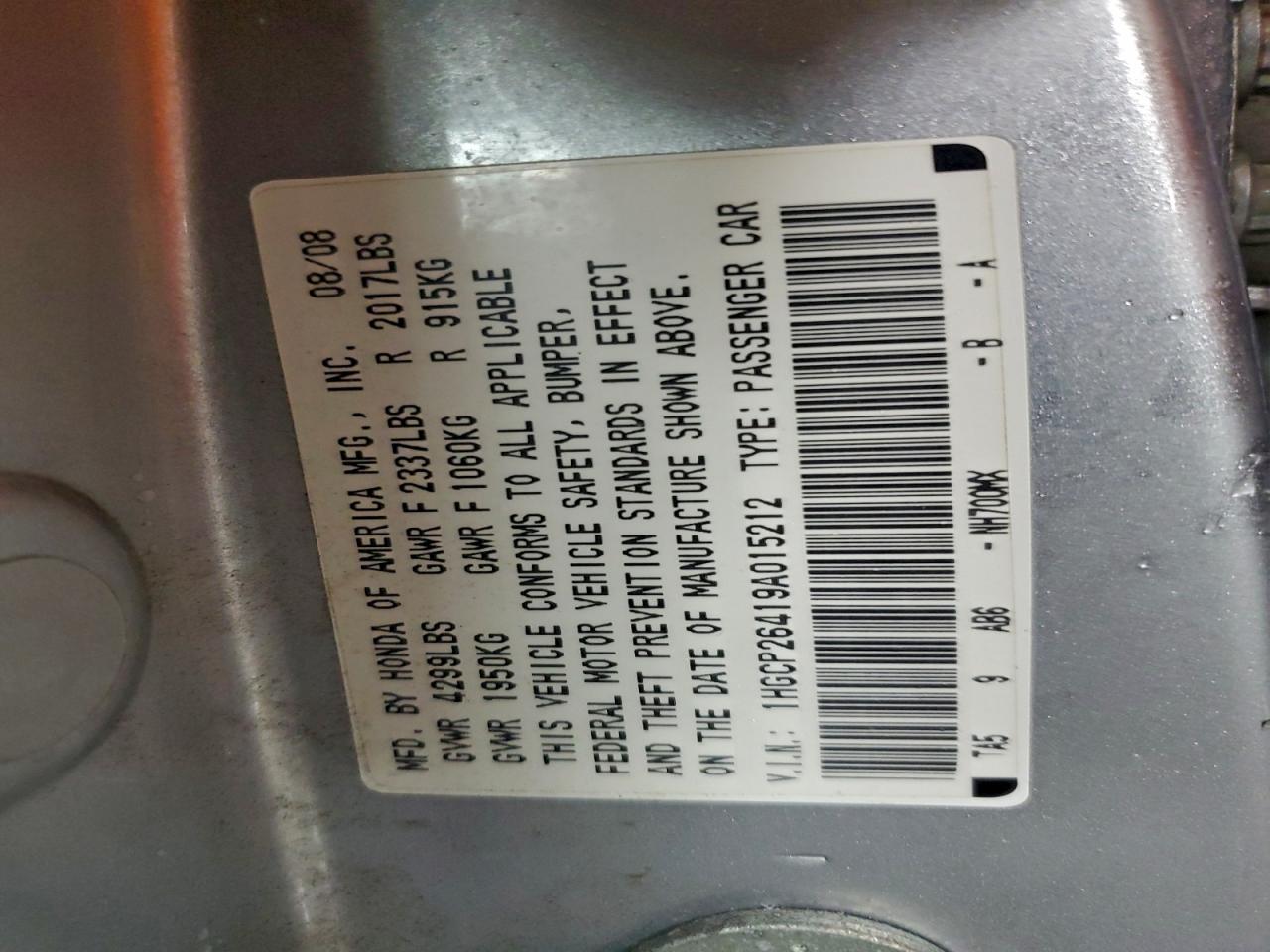 2009 Honda Accord Lxp Silver vin: 1HGCP26419A015212