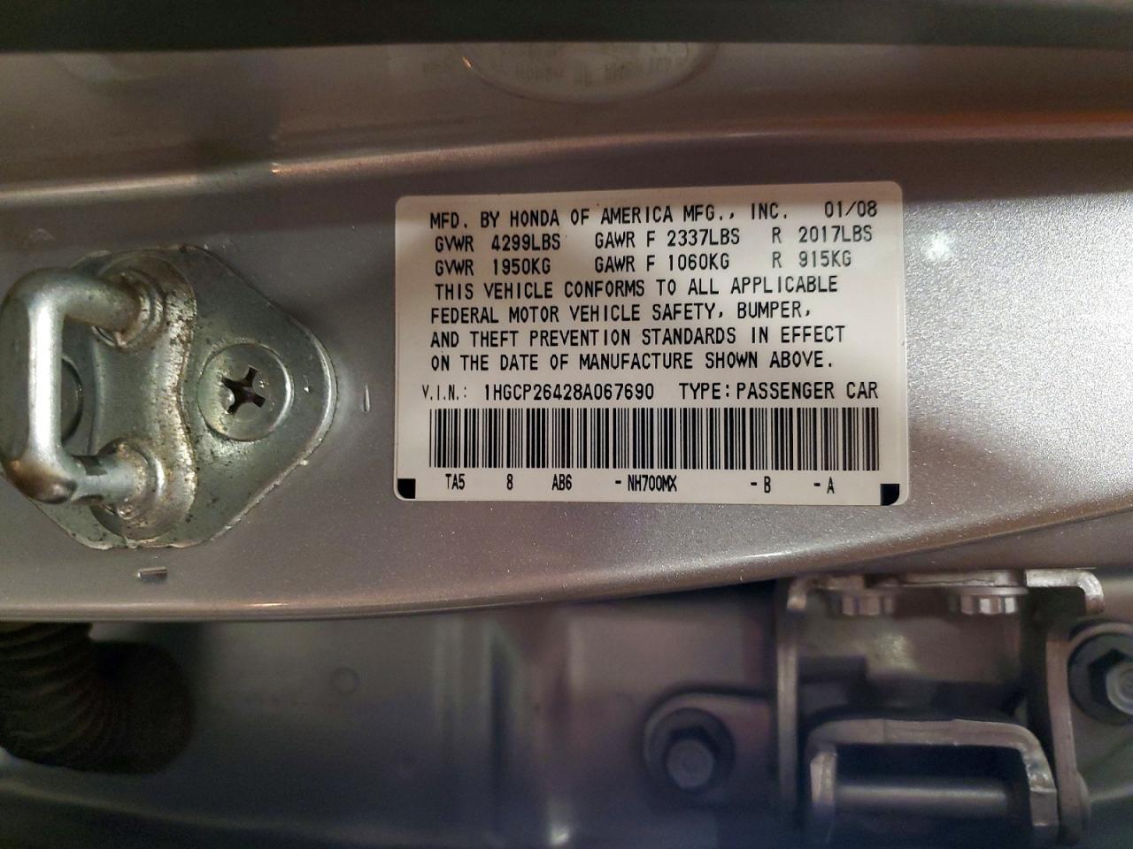 2008 Honda Accord Lxp Silver vin: 1HGCP26428A067690