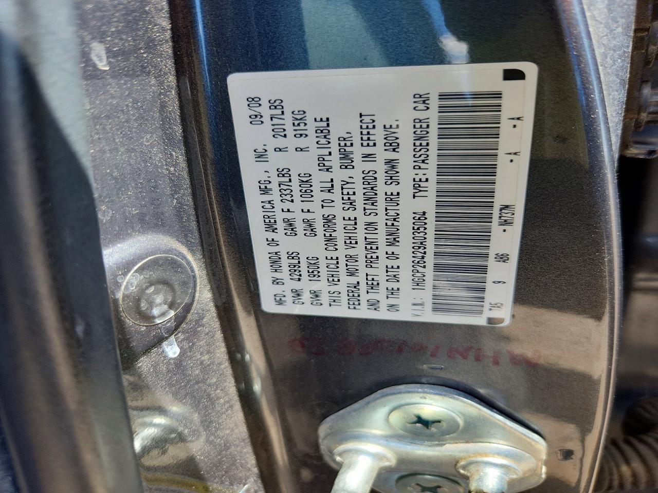 2009 Honda Accord Lxp Charcoal vin: 1HGCP26429A035064