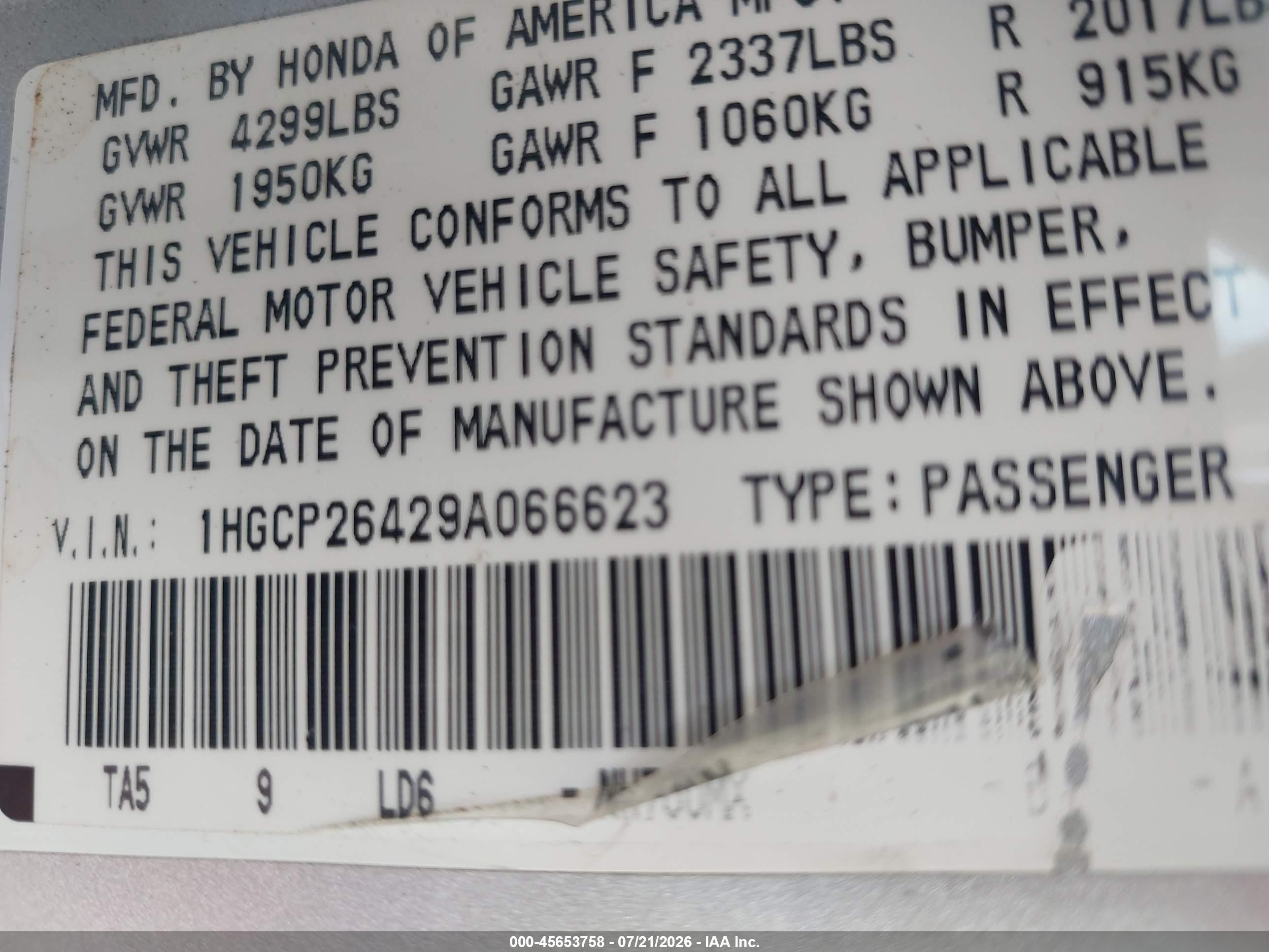2009 Honda Accord 2.4 Lx-p Silver vin: 1HGCP26429A066623