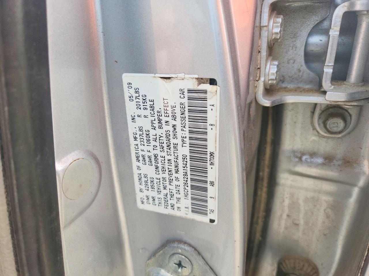 2009 Honda Accord Lxp Silver vin: 1HGCP26429A154250