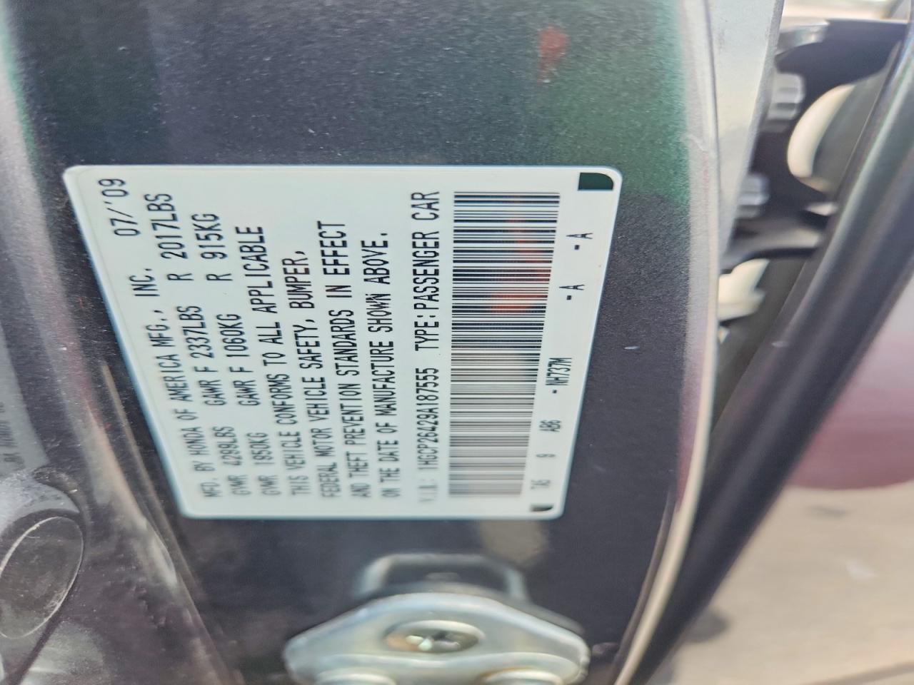 2009 Honda Accord Lxp Charcoal vin: 1HGCP26429A187555