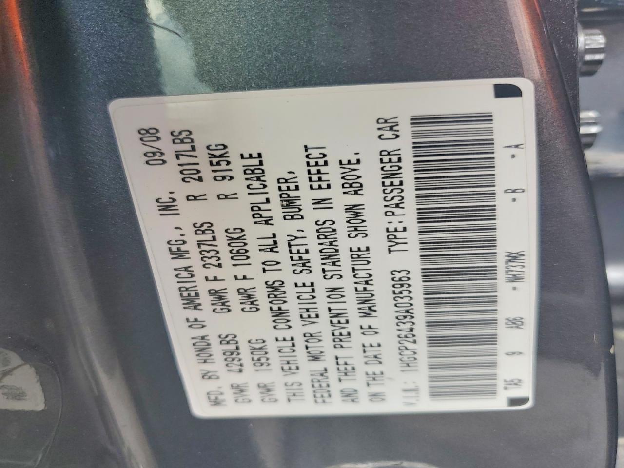 2009 Honda Accord Lxp Gray vin: 1HGCP26439A035963