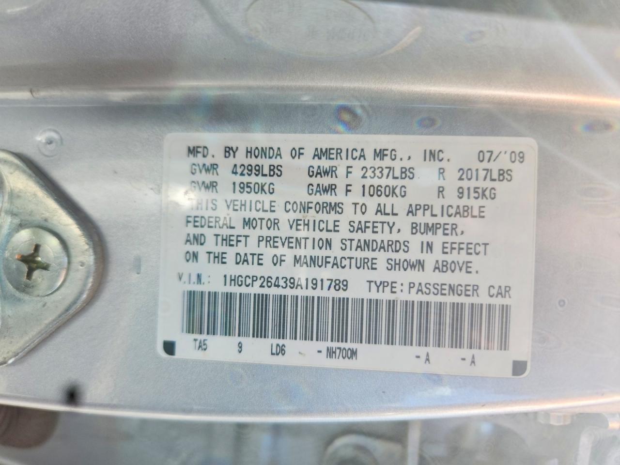 2009 Honda Accord Lxp Silver vin: 1HGCP26439A191789