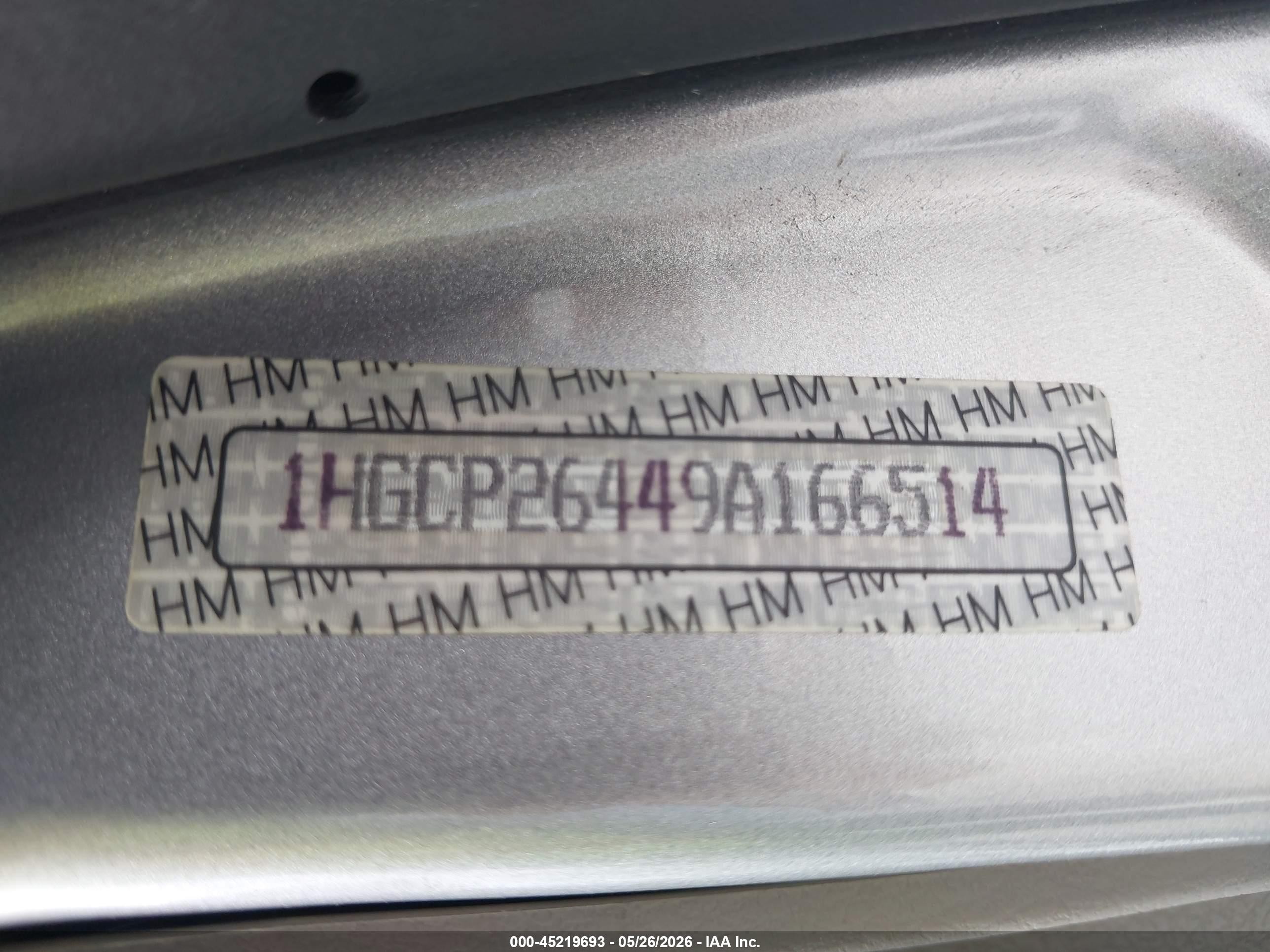 2009 Honda Accord 2.4 Lx-p Silver vin: 1HGCP26449A166514