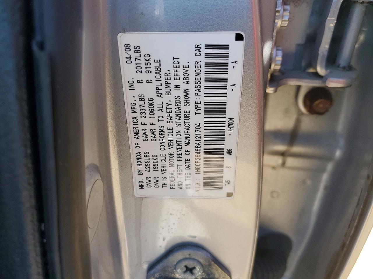 2008 Honda Accord Lxp Silver vin: 1HGCP26468A121704