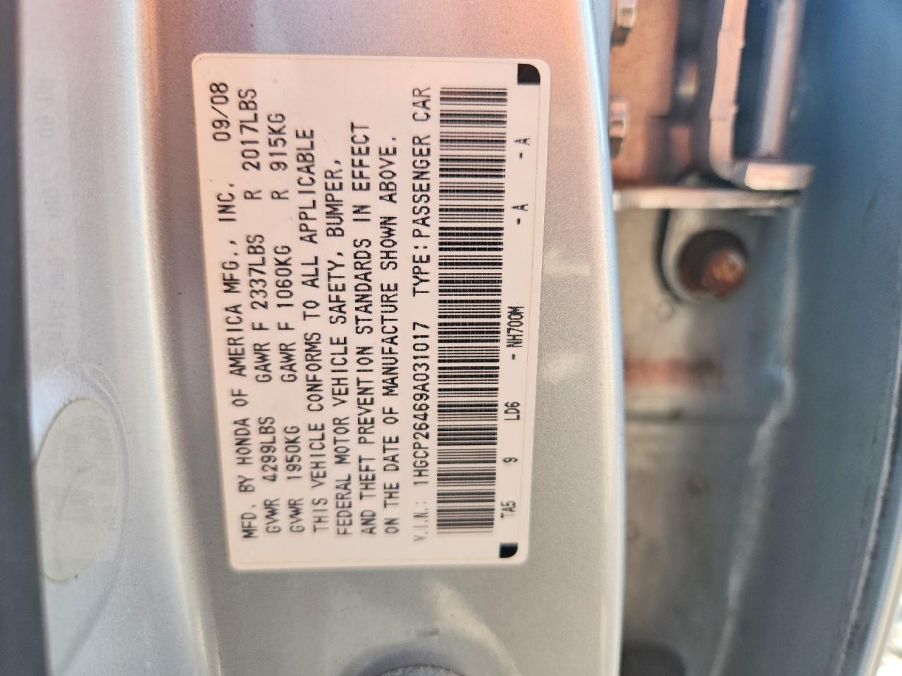 2009 Honda Accord Lxp Silver vin: 1HGCP26469A031017
