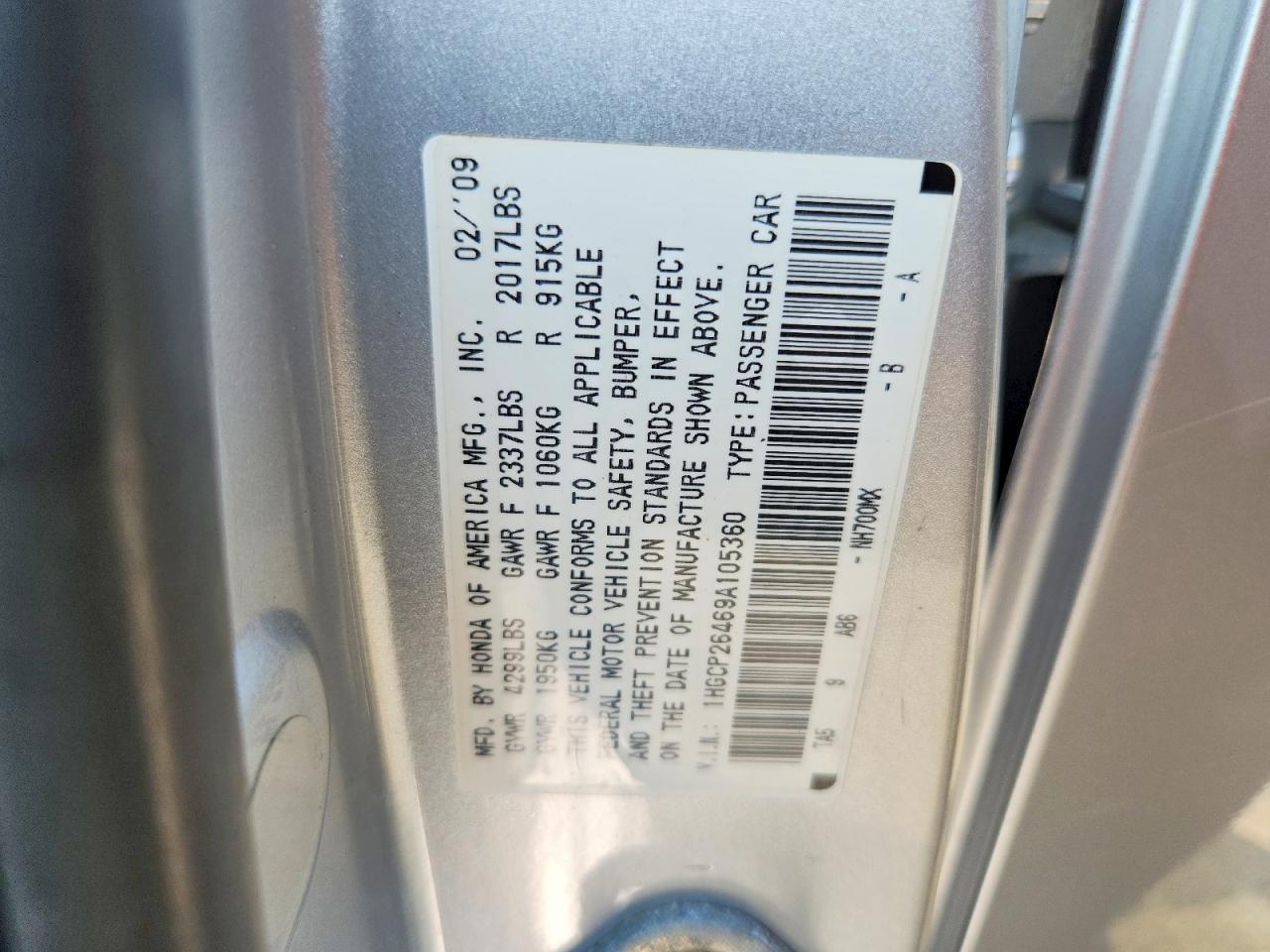 2009 Honda Accord Lxp Silver vin: 1HGCP26469A105360