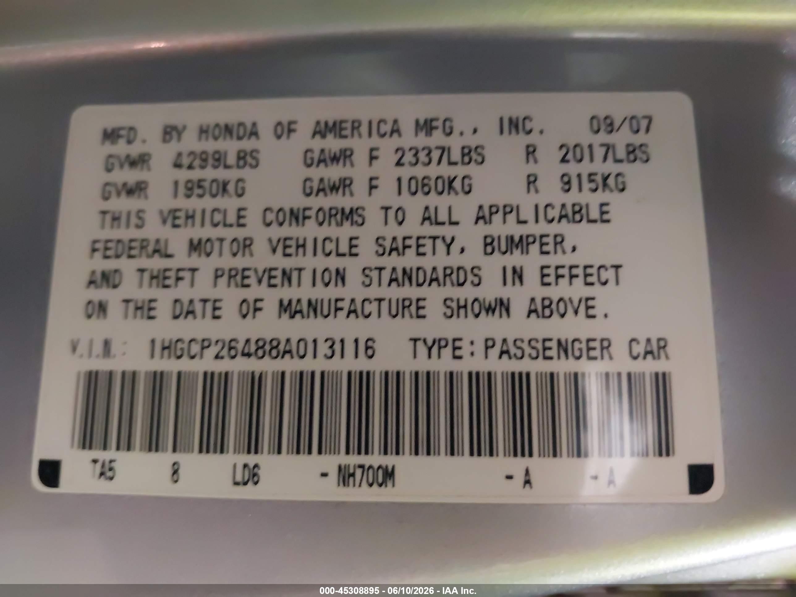 2008 Honda Accord 2.4 Lx-p Silver vin: 1HGCP26488A013116