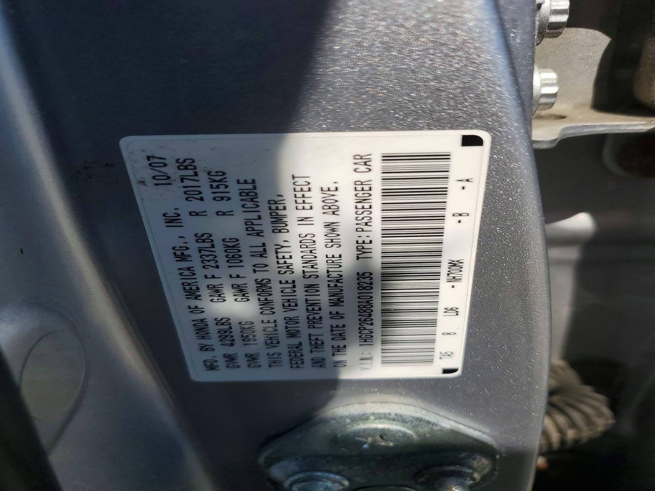 2008 Honda Accord Lxp Silver vin: 1HGCP26488A018235