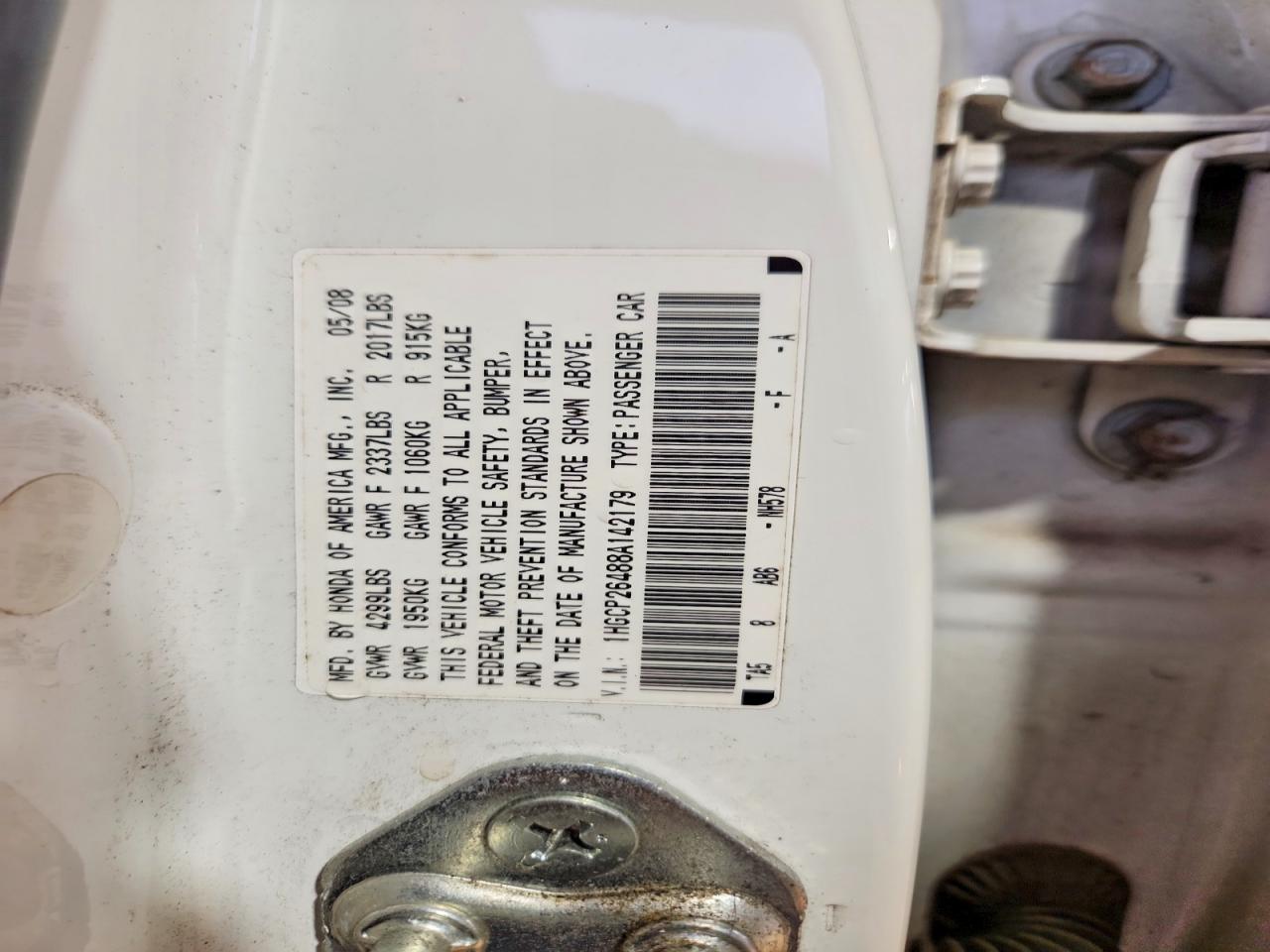 2008 Honda Accord Lxp White vin: 1HGCP26488A142179