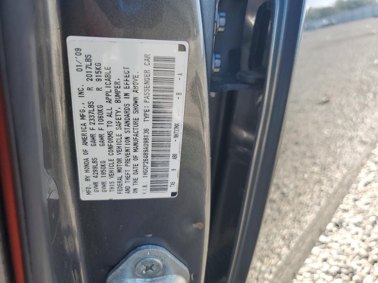 2009 Honda Accord Lxp Gray vin: 1HGCP26489A098136