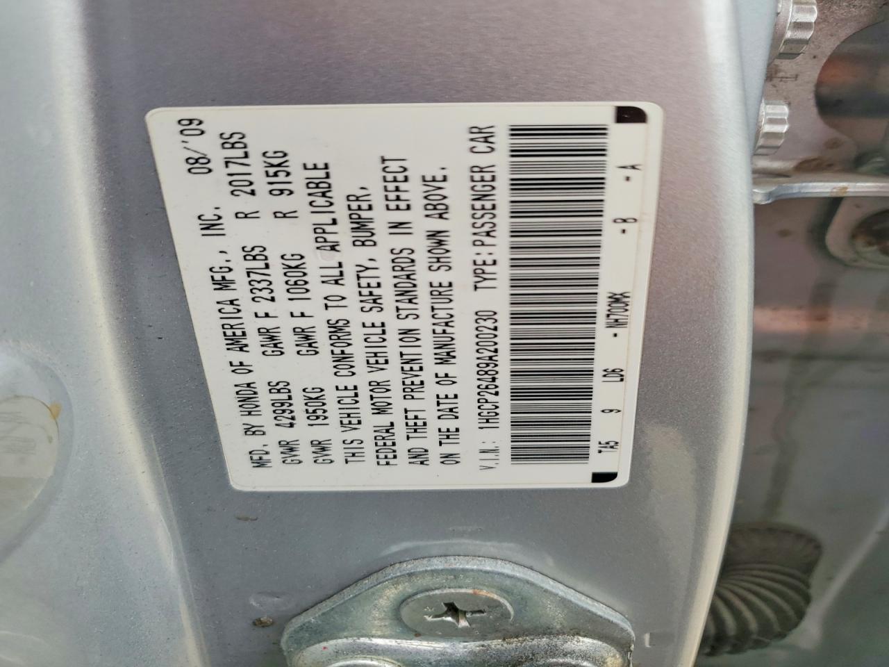 2009 Honda Accord Lxp Silver vin: 1HGCP26489A200230