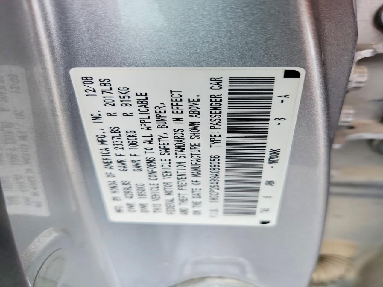 2009 Honda Accord Lxp Silver vin: 1HGCP26499A089056