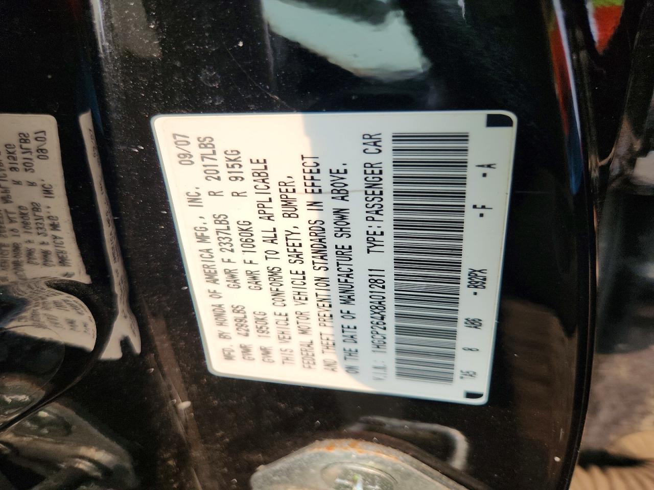 2008 Honda Accord Lxp Black vin: 1HGCP264X8A012811
