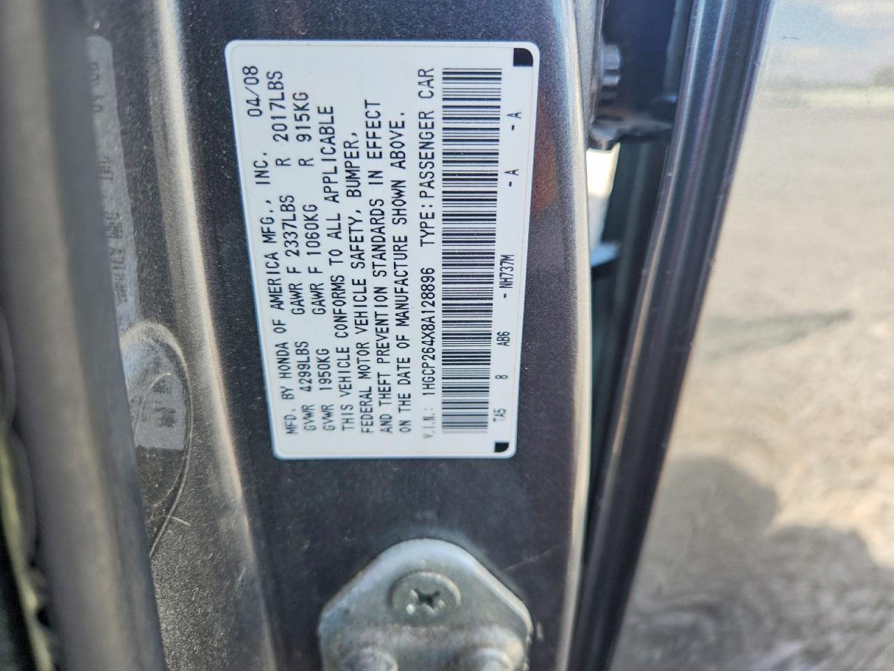 2008 Honda Accord Lxp Gray vin: 1HGCP264X8A128896