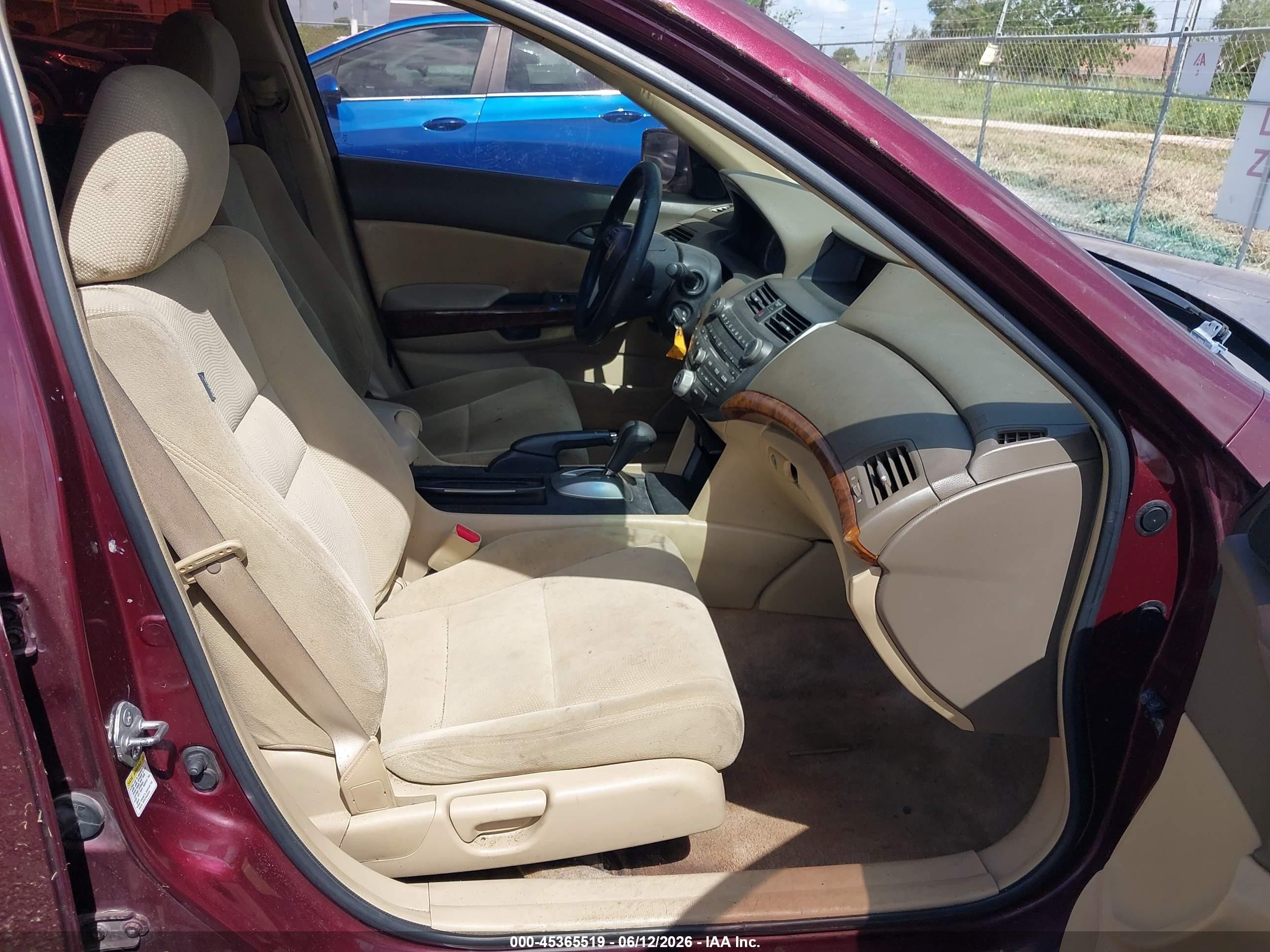 2008 Honda Accord 2.4 Ex Maroon vin: 1HGCP26738A051296