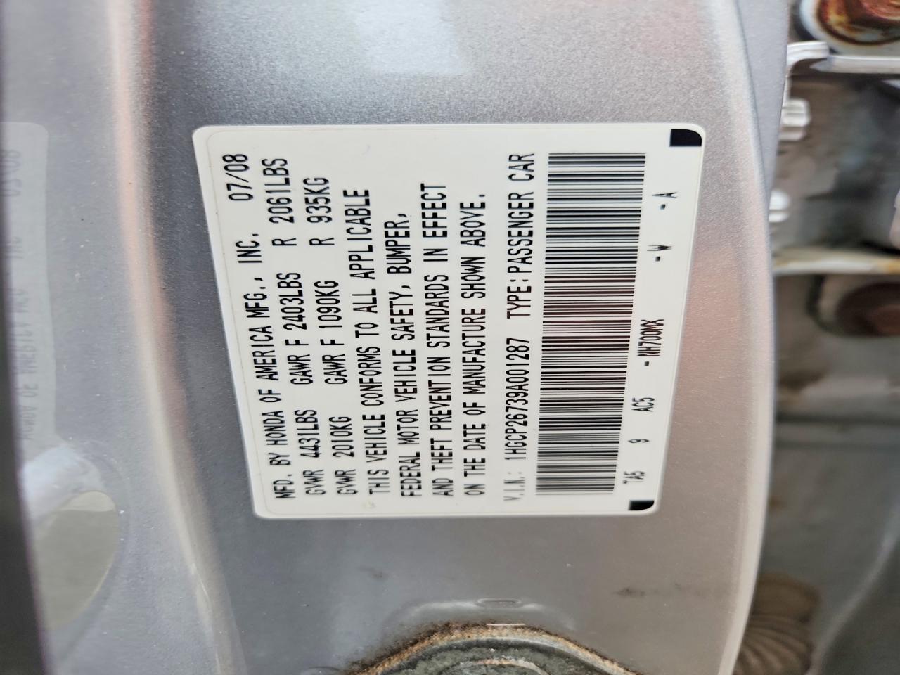 2009 Honda Accord Ex Silver vin: 1HGCP26739A001287