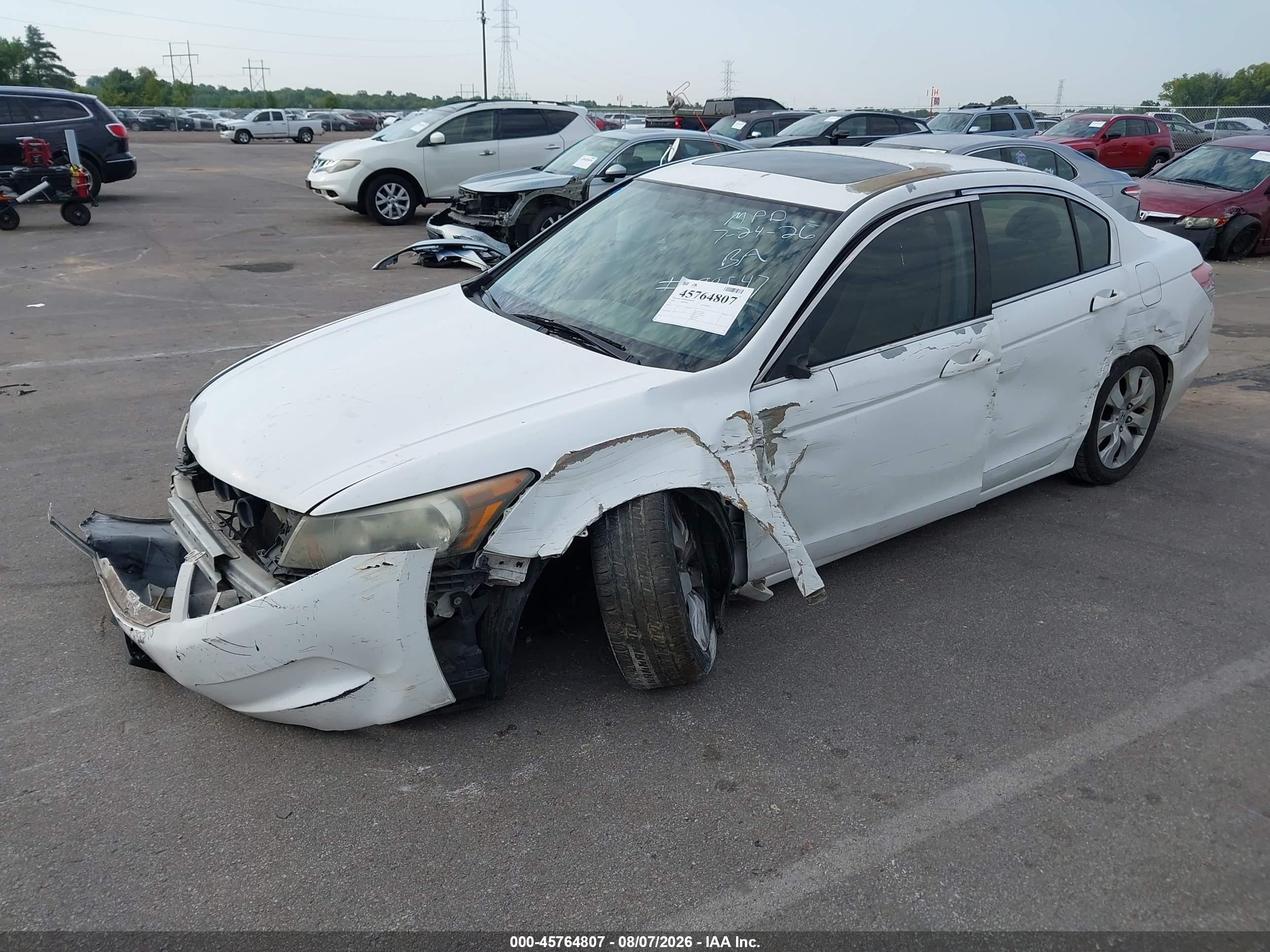 2009 Honda Accord Ex White vin: 1HGCP26749A176776