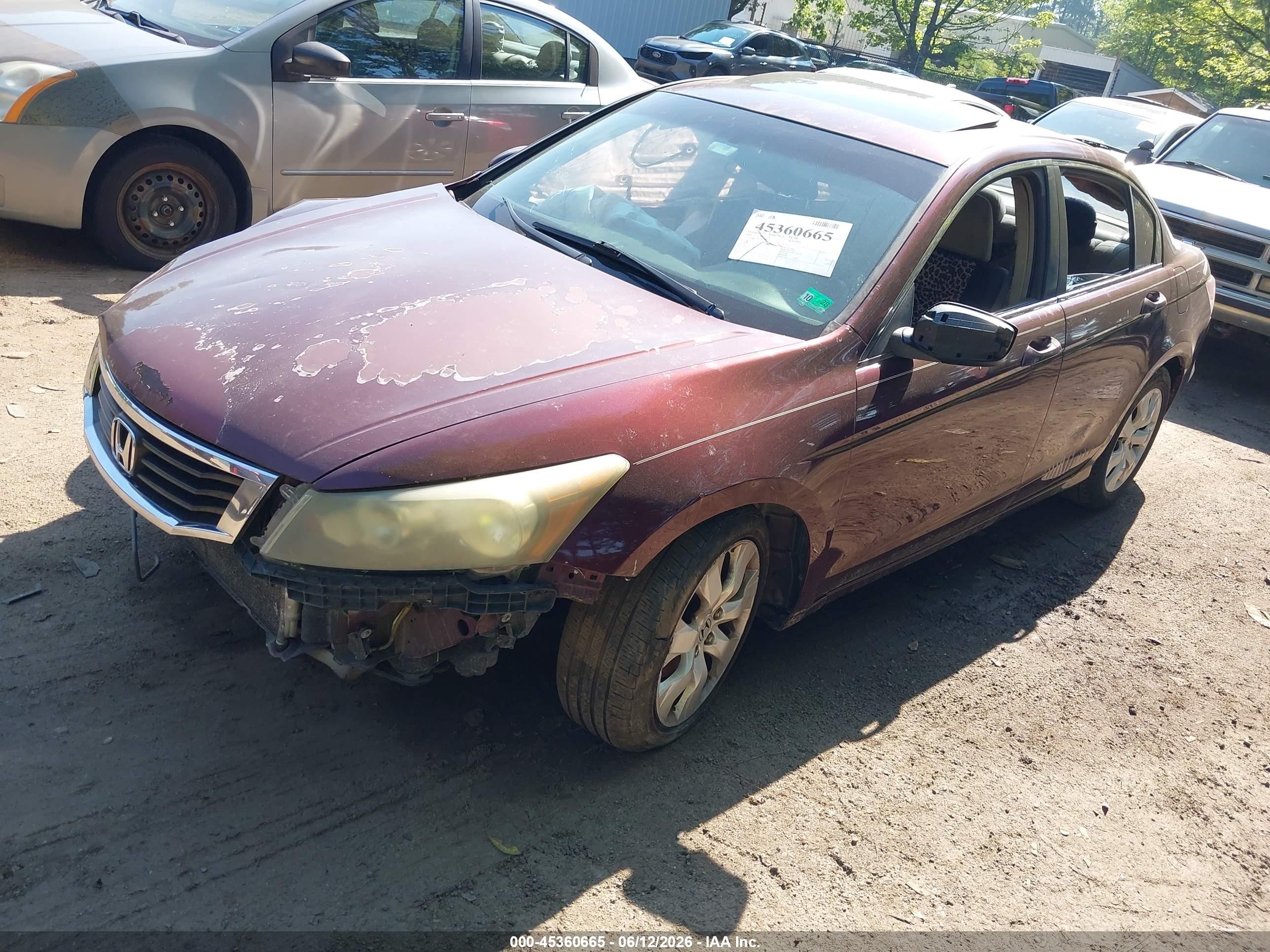 2008 Honda Accord 2.4 Ex Burgundy vin: 1HGCP26778A038034