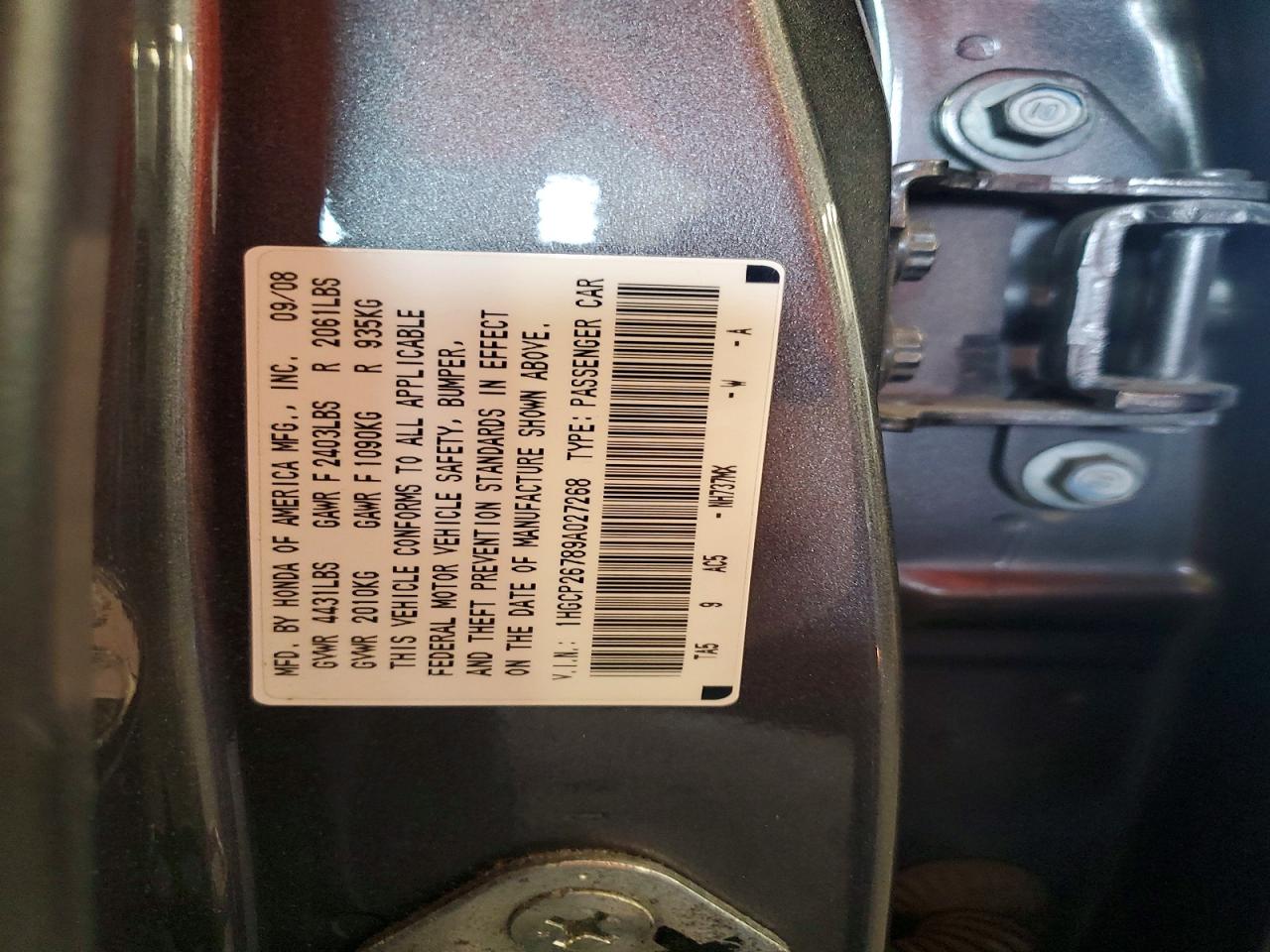 2009 Honda Accord Ex Gray vin: 1HGCP26789A027268