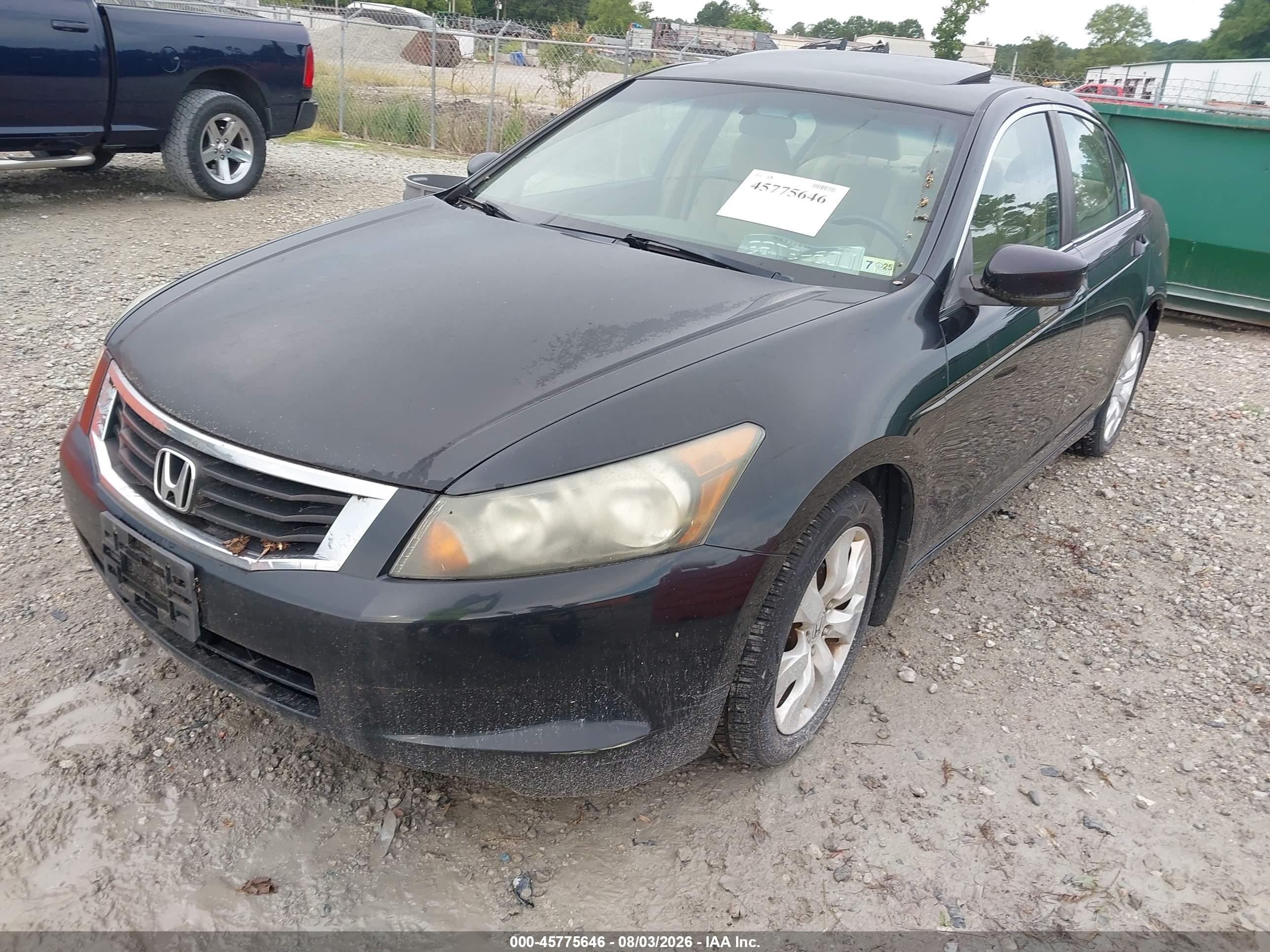 2008 Honda Accord 2.4 Ex Black vin: 1HGCP267X8A132652