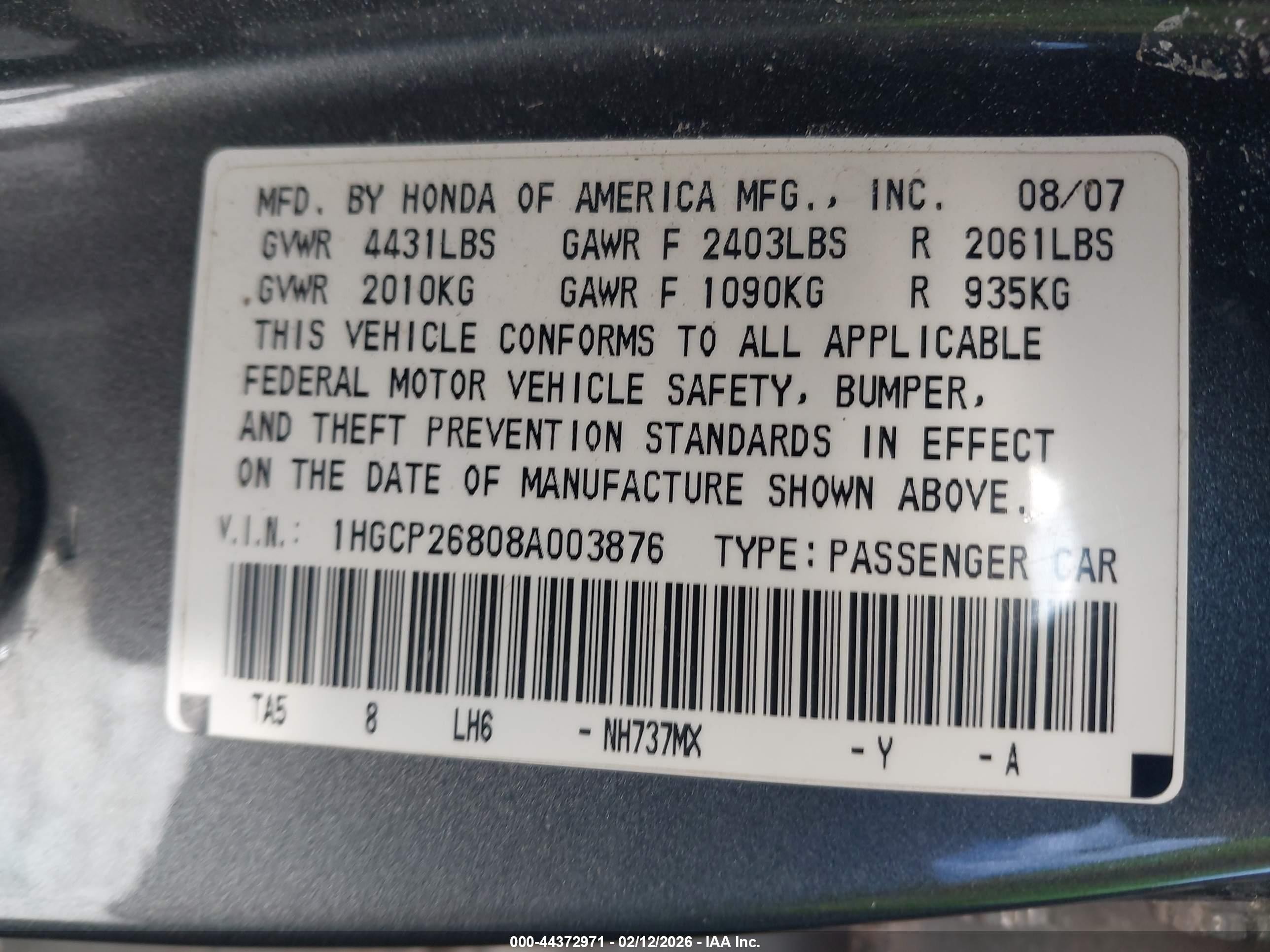 2008 Honda Accord 2.4 Ex-l Gray vin: 1HGCP26808A003876
