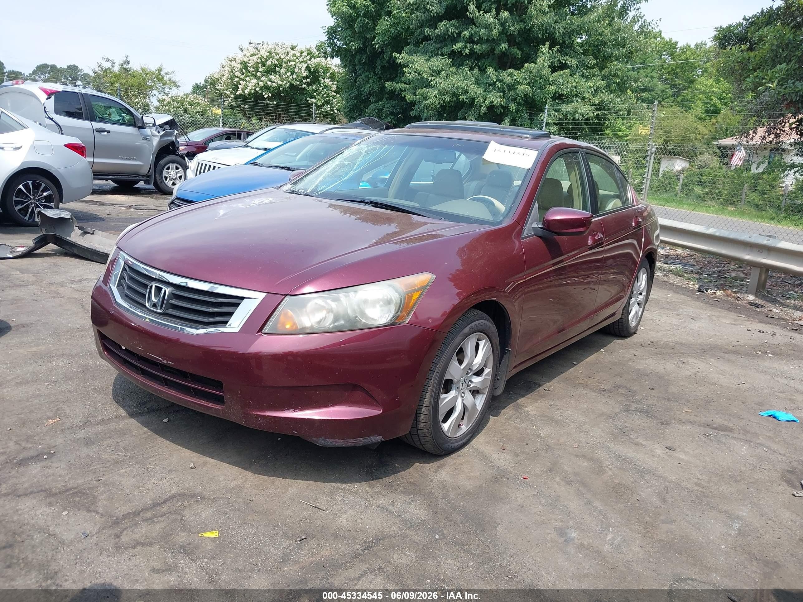 2009 Honda Accord 2.4 Ex-l Burgundy vin: 1HGCP26809A083522