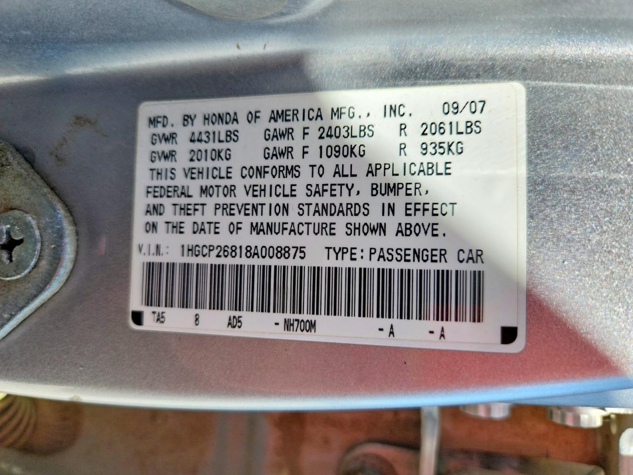 2008 Honda Accord Exl Silver vin: 1HGCP26818A008875