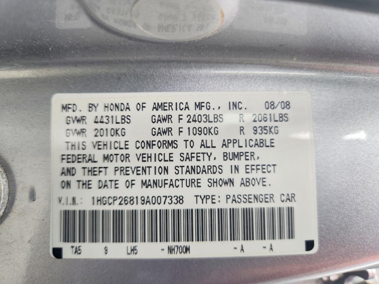 2009 Honda Accord Exl Silver vin: 1HGCP26819A007338