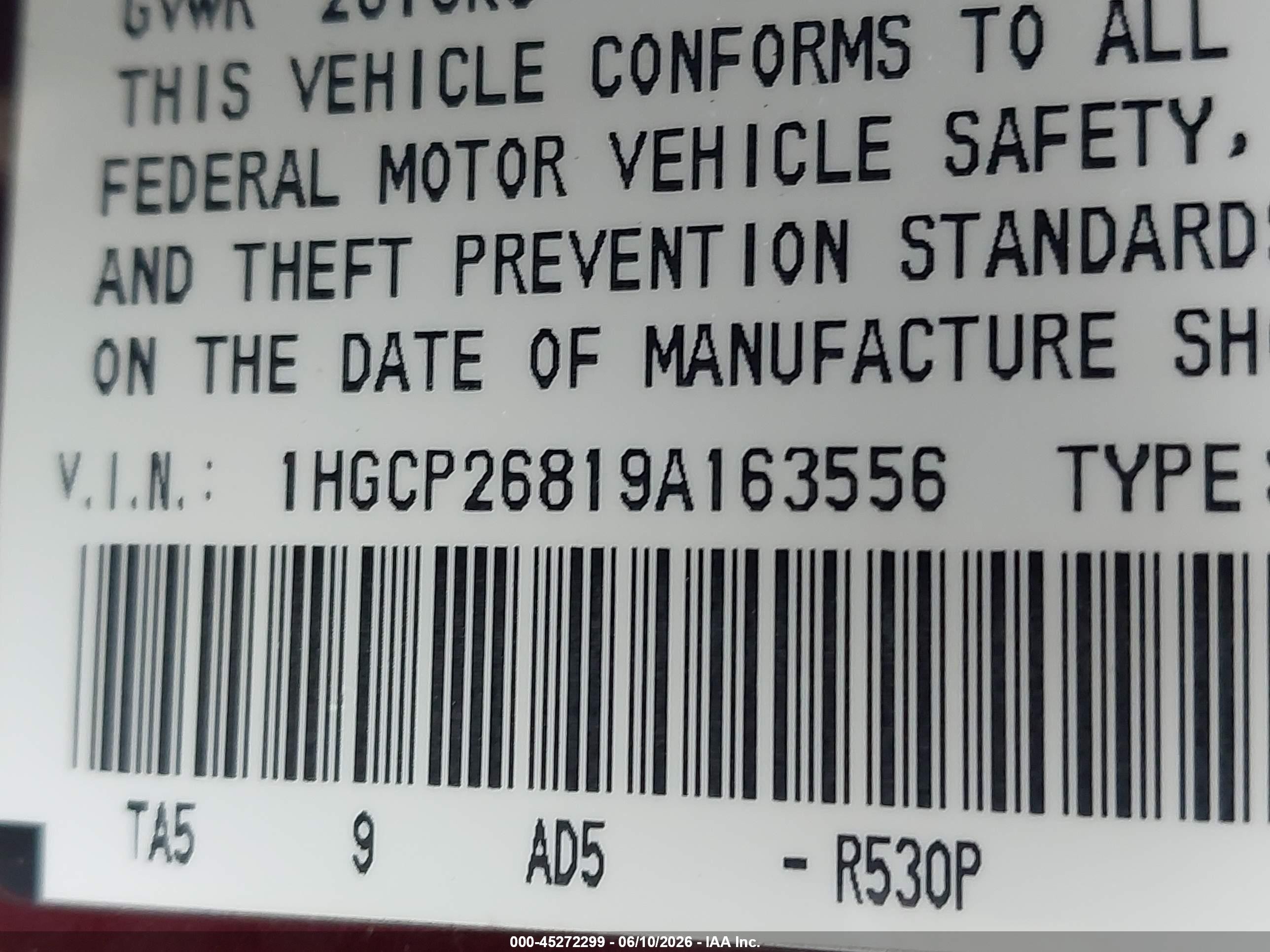 2009 Honda Accord 2.4 Ex-l Maroon vin: 1HGCP26819A163556