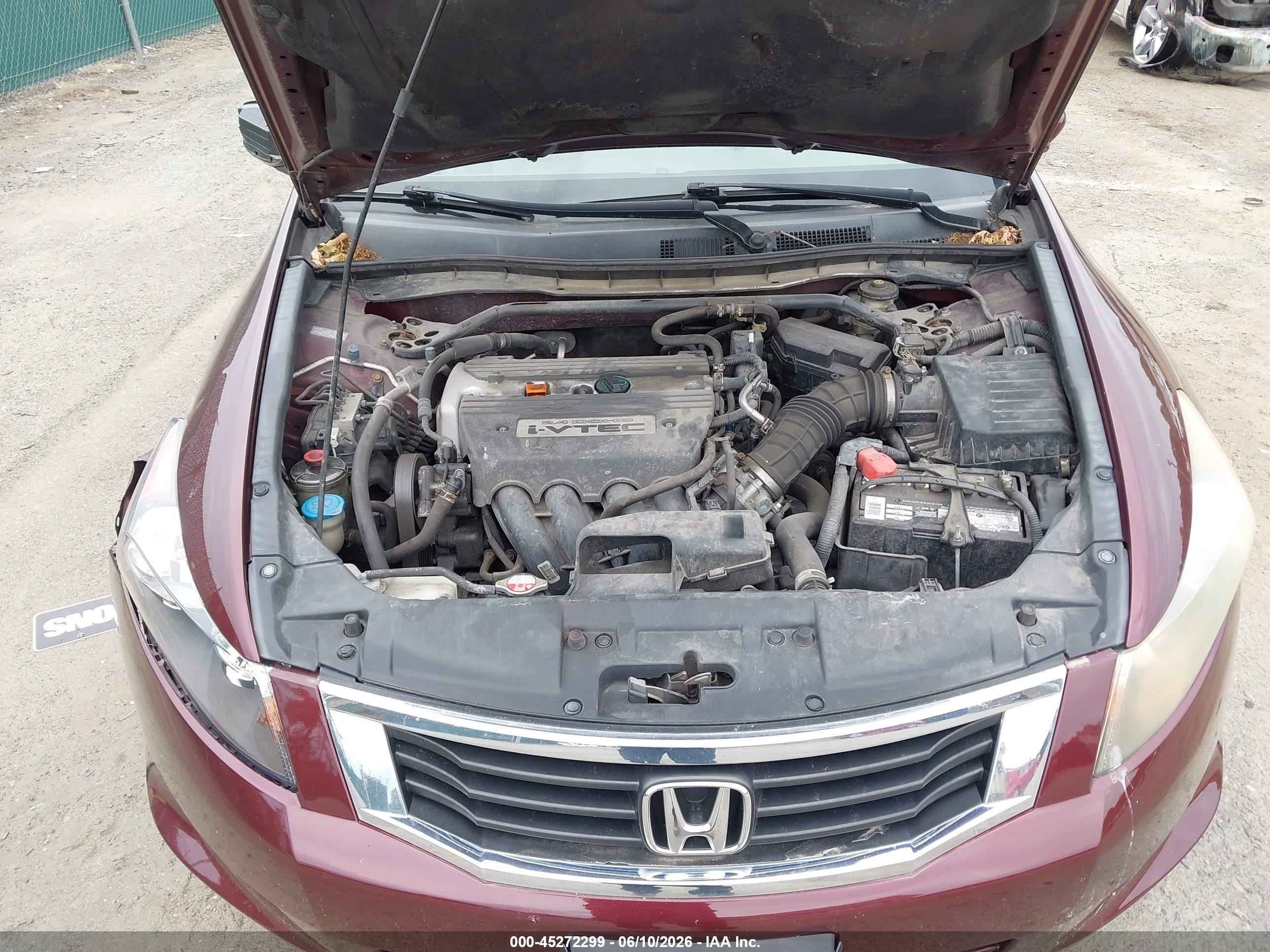 2009 Honda Accord 2.4 Ex-l Maroon vin: 1HGCP26819A163556