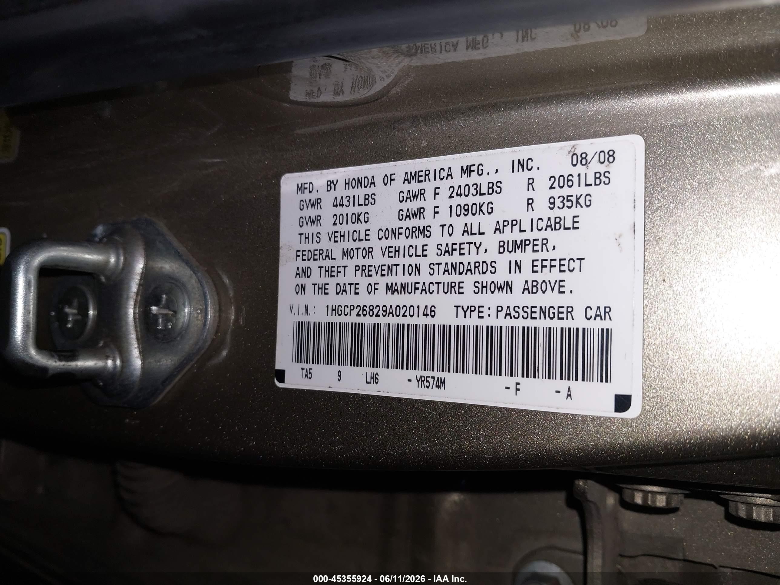 2009 Honda Accord 2.4 Ex-l Gold vin: 1HGCP26829A020146