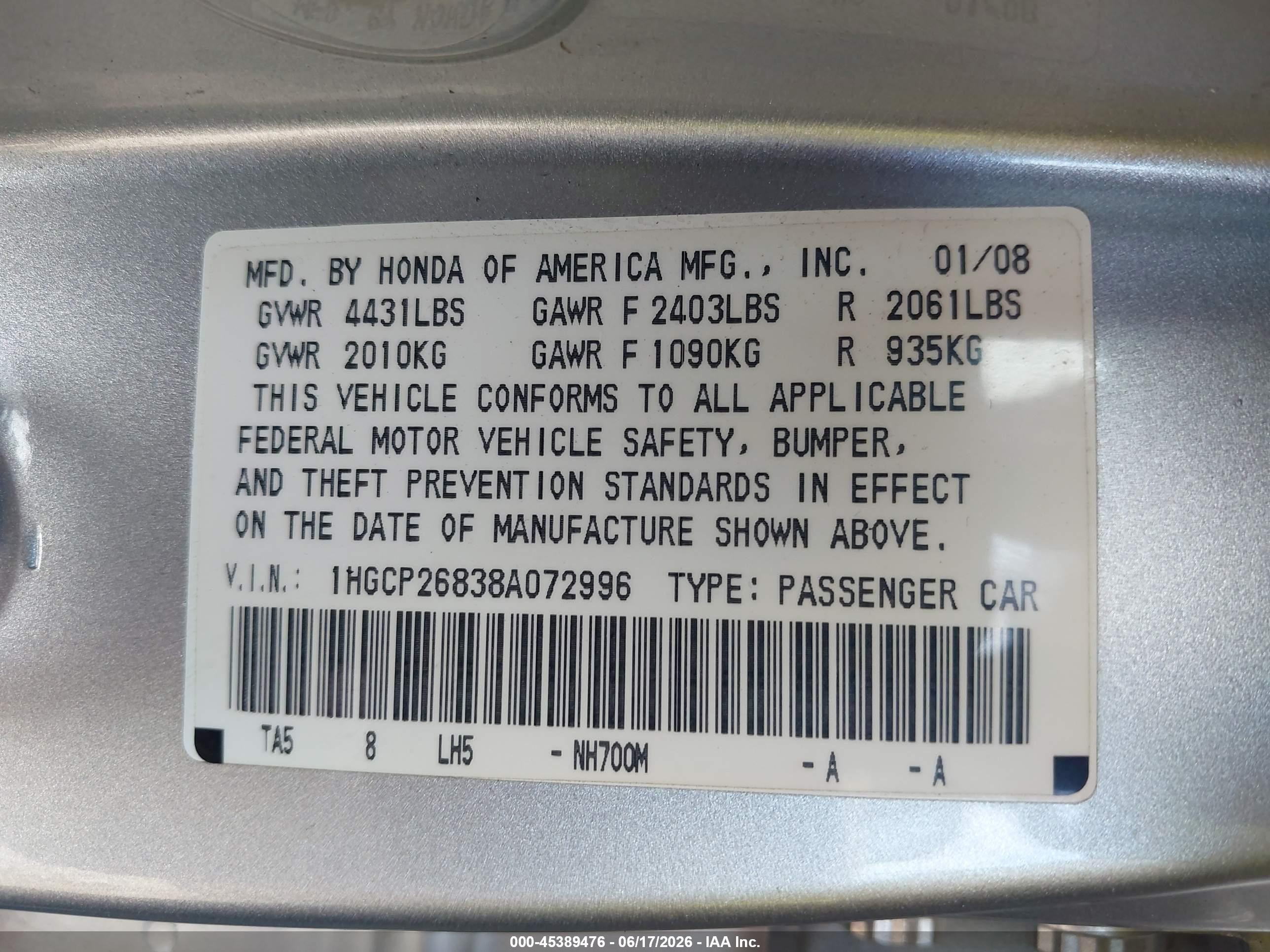 2008 Honda Accord 2.4 Ex-l Silver vin: 1HGCP26838A072996