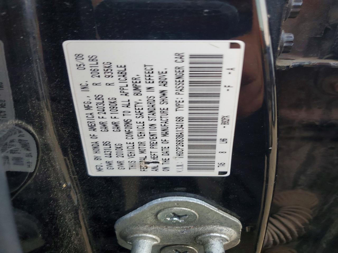 2008 Honda Accord Exl Black vin: 1HGCP26838A134168