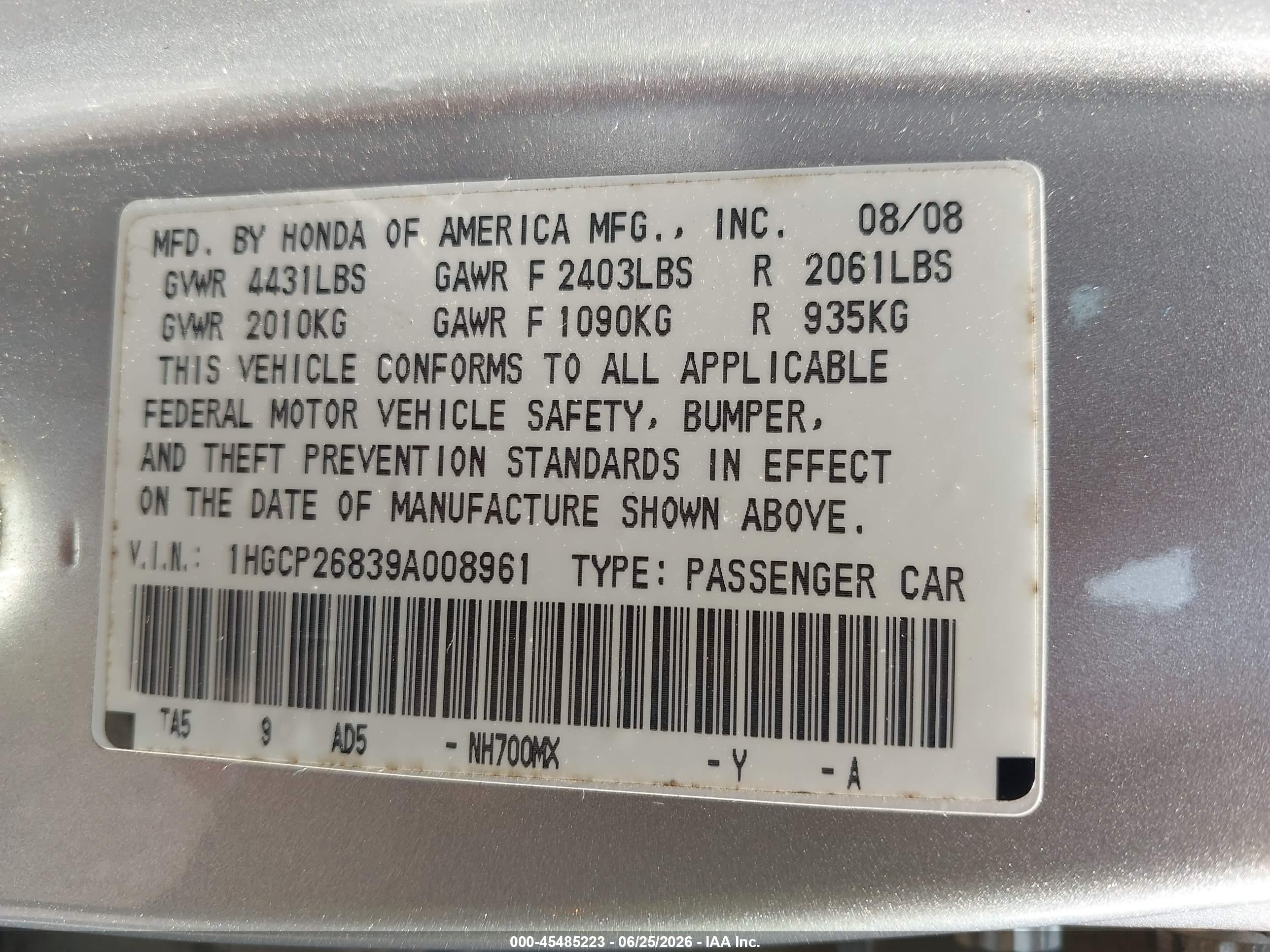 2009 Honda Accord 2.4 Ex-l Silver vin: 1HGCP26839A008961