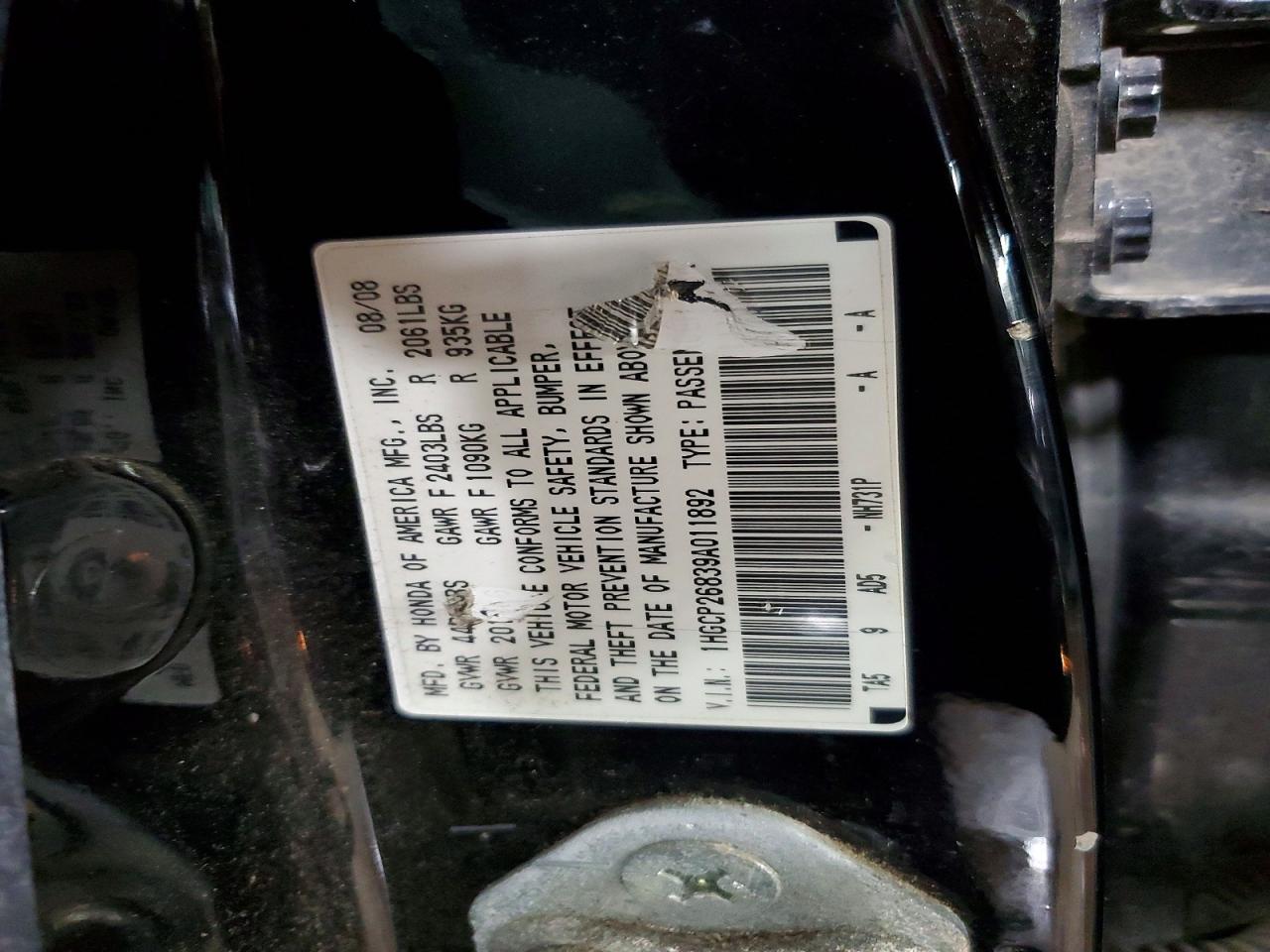 2009 Honda Accord Exl Black vin: 1HGCP26839A011892