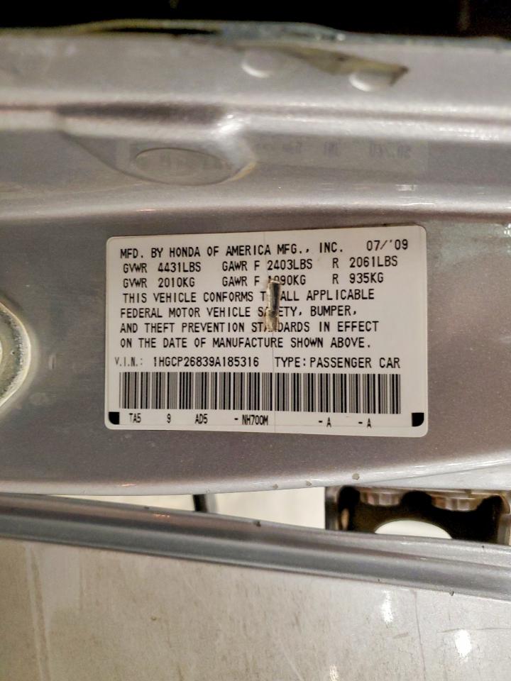 2009 Honda Accord Exl Silver vin: 1HGCP26839A185316