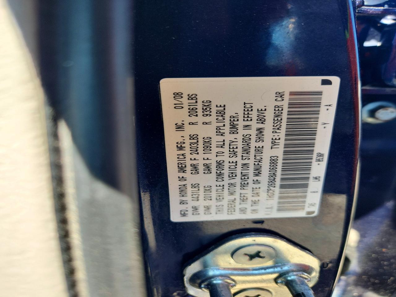 2008 Honda Accord Exl Blue vin: 1HGCP26848A066883
