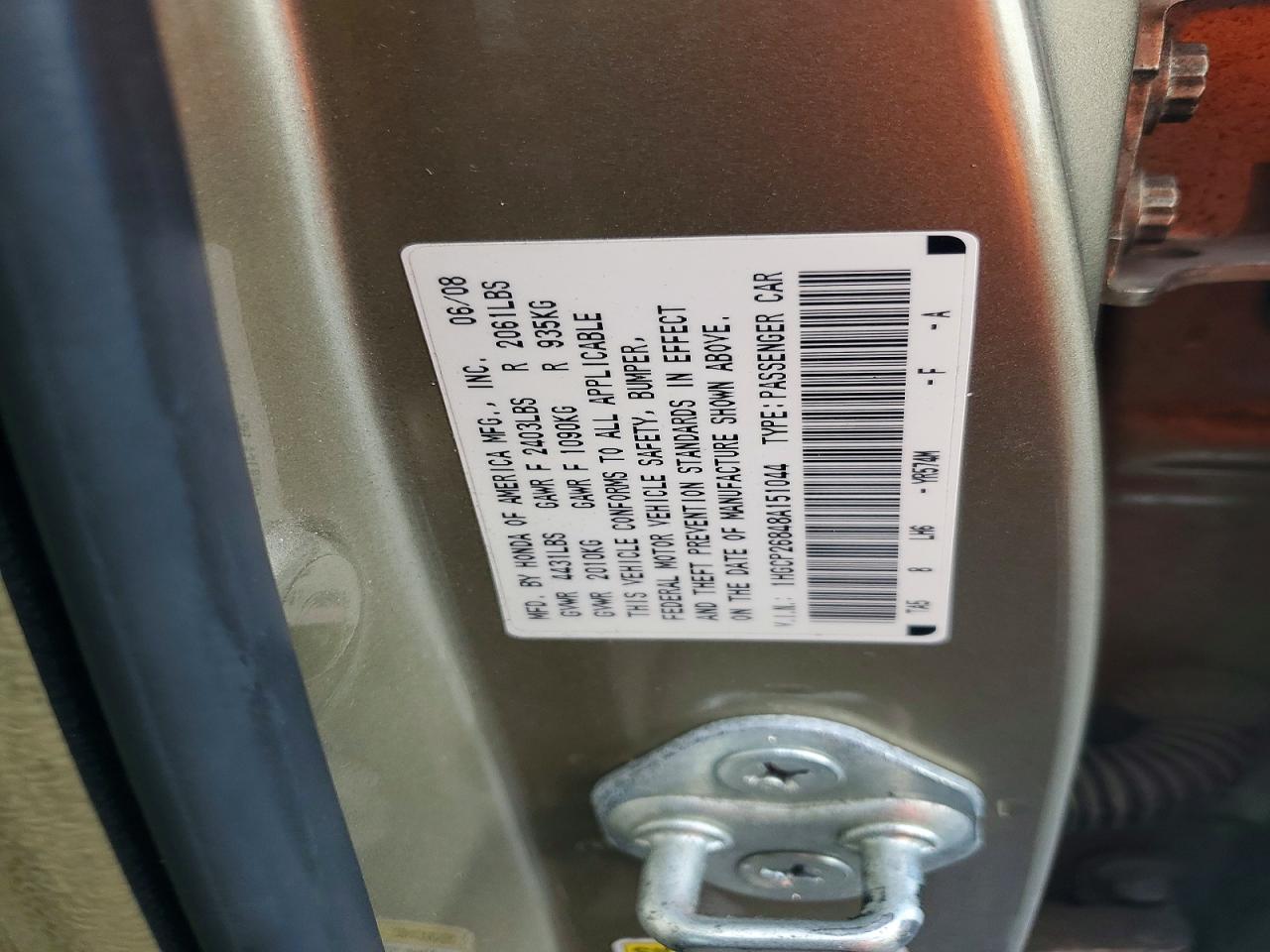 2008 Honda Accord Exl Gold vin: 1HGCP26848A151044